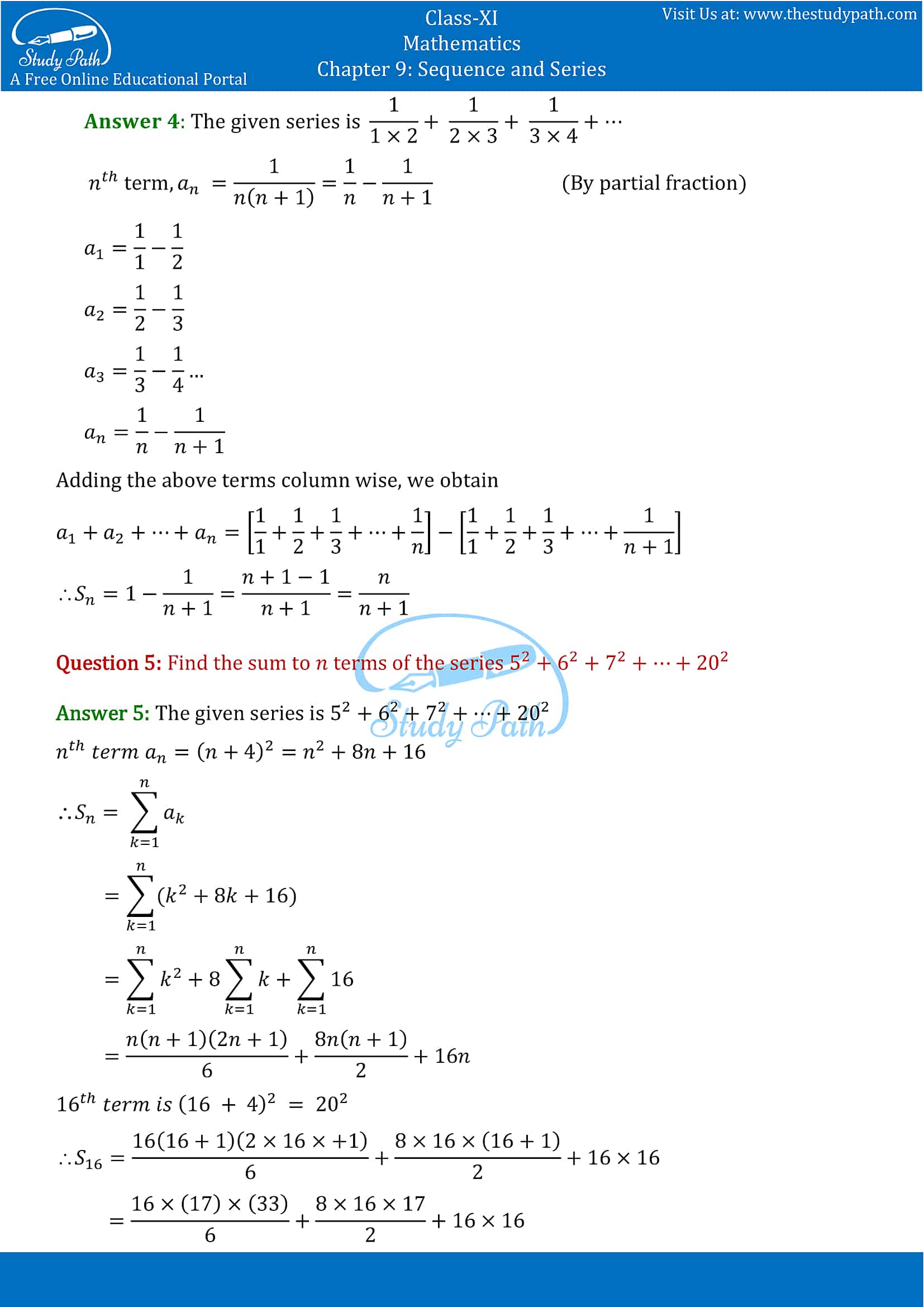 NCERT Solutions for Class 11 Maths chapter 9 Sequence and Series Exercise 9.4 Part-3