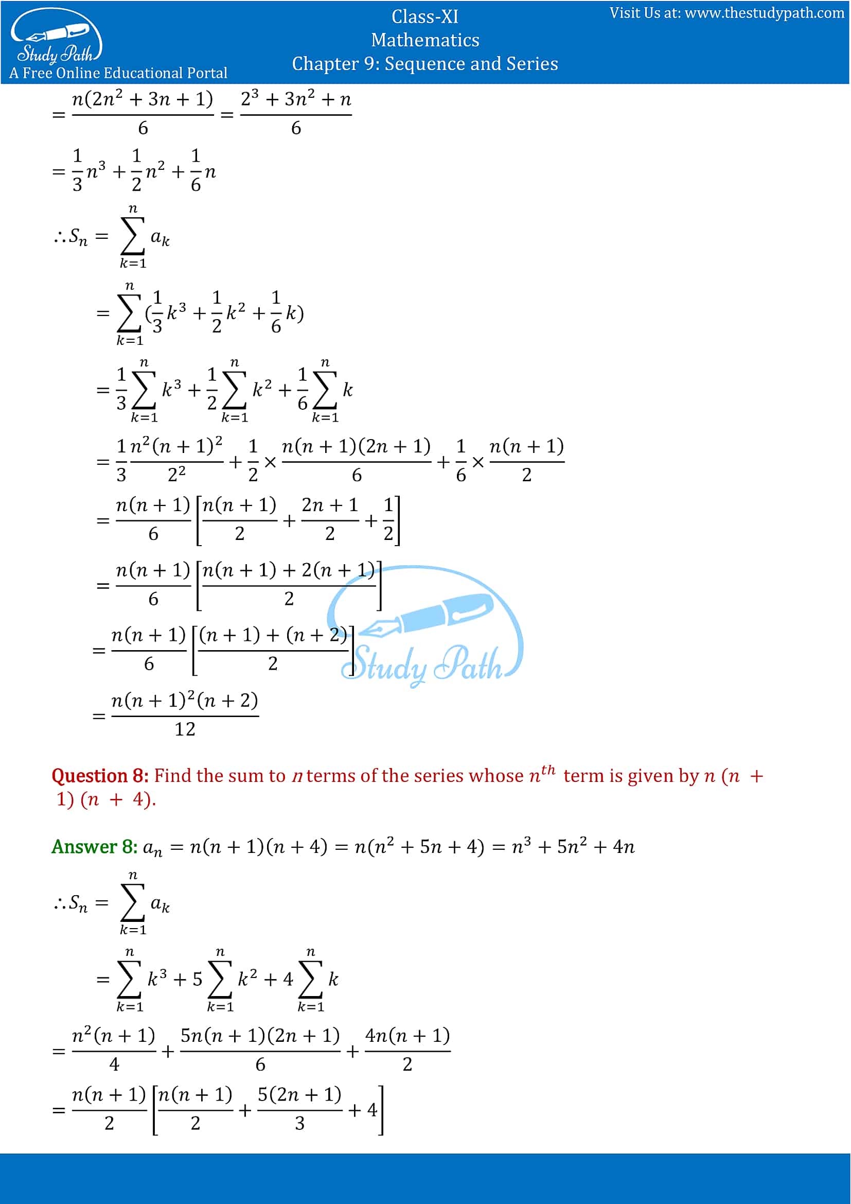 NCERT Solutions for Class 11 Maths chapter 9 Sequence and Series Exercise 9.4 Part-5