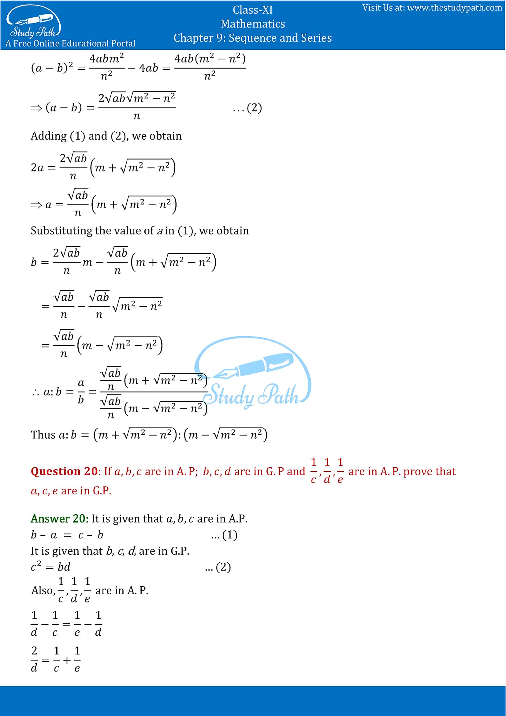 NCERT Solutions for Class 11 Maths chapter 9 Sequence and Series Miscellaneous Exercise Part-13