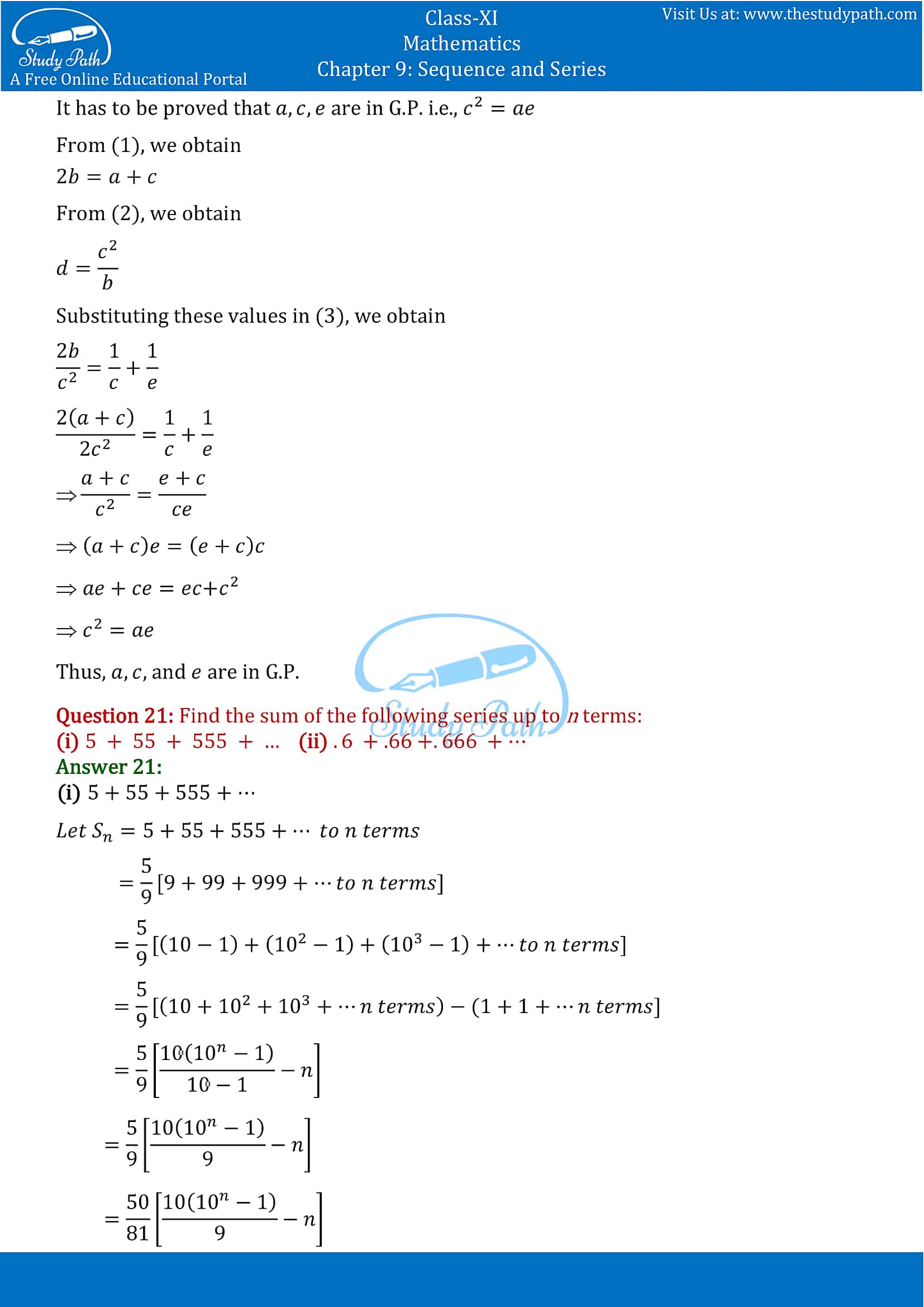 NCERT Solutions for Class 11 Maths chapter 9 Sequence and Series Miscellaneous Exercise Part-14