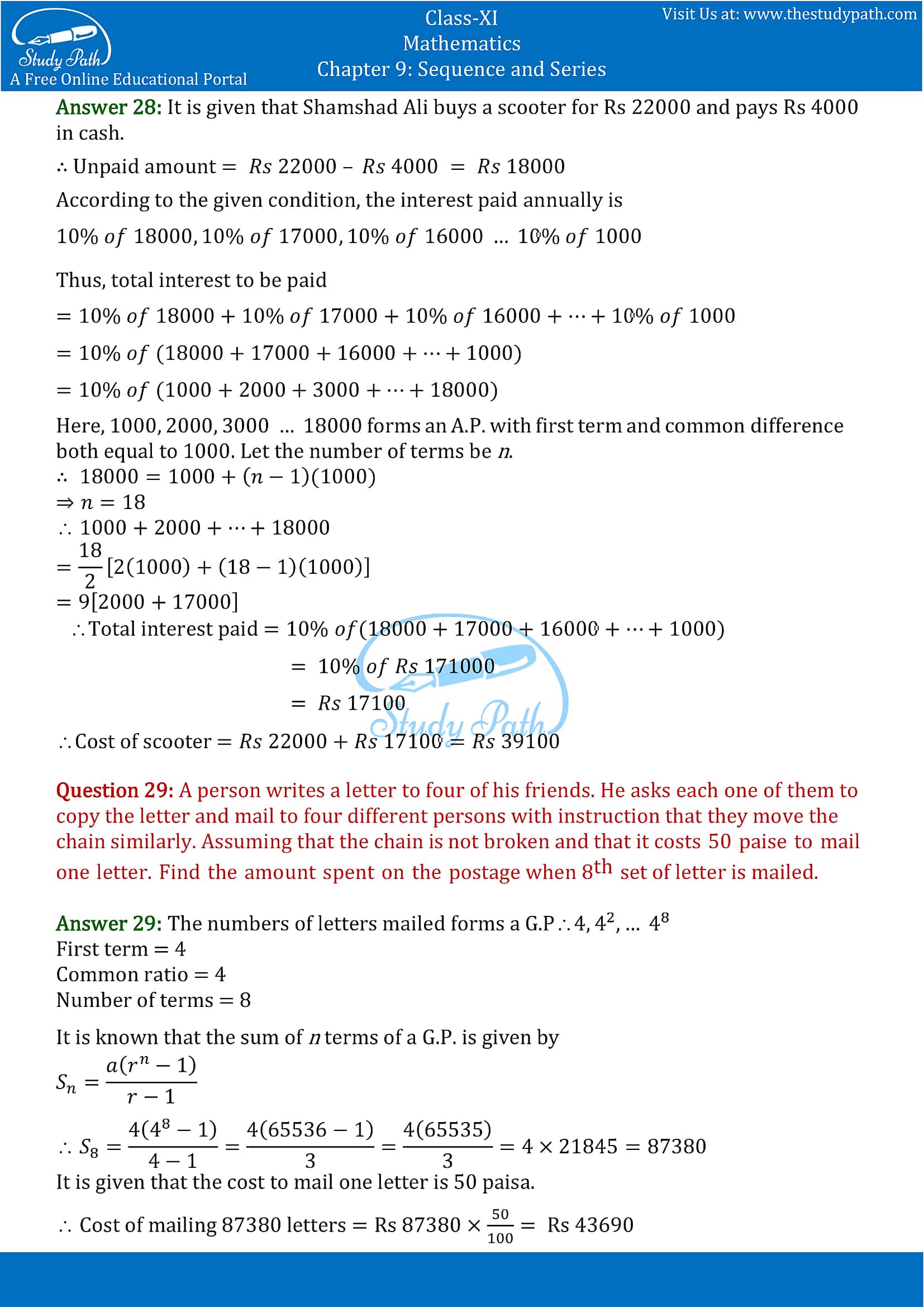 NCERT Solutions for Class 11 Maths chapter 9 Sequence and Series Miscellaneous Exercise Part-20