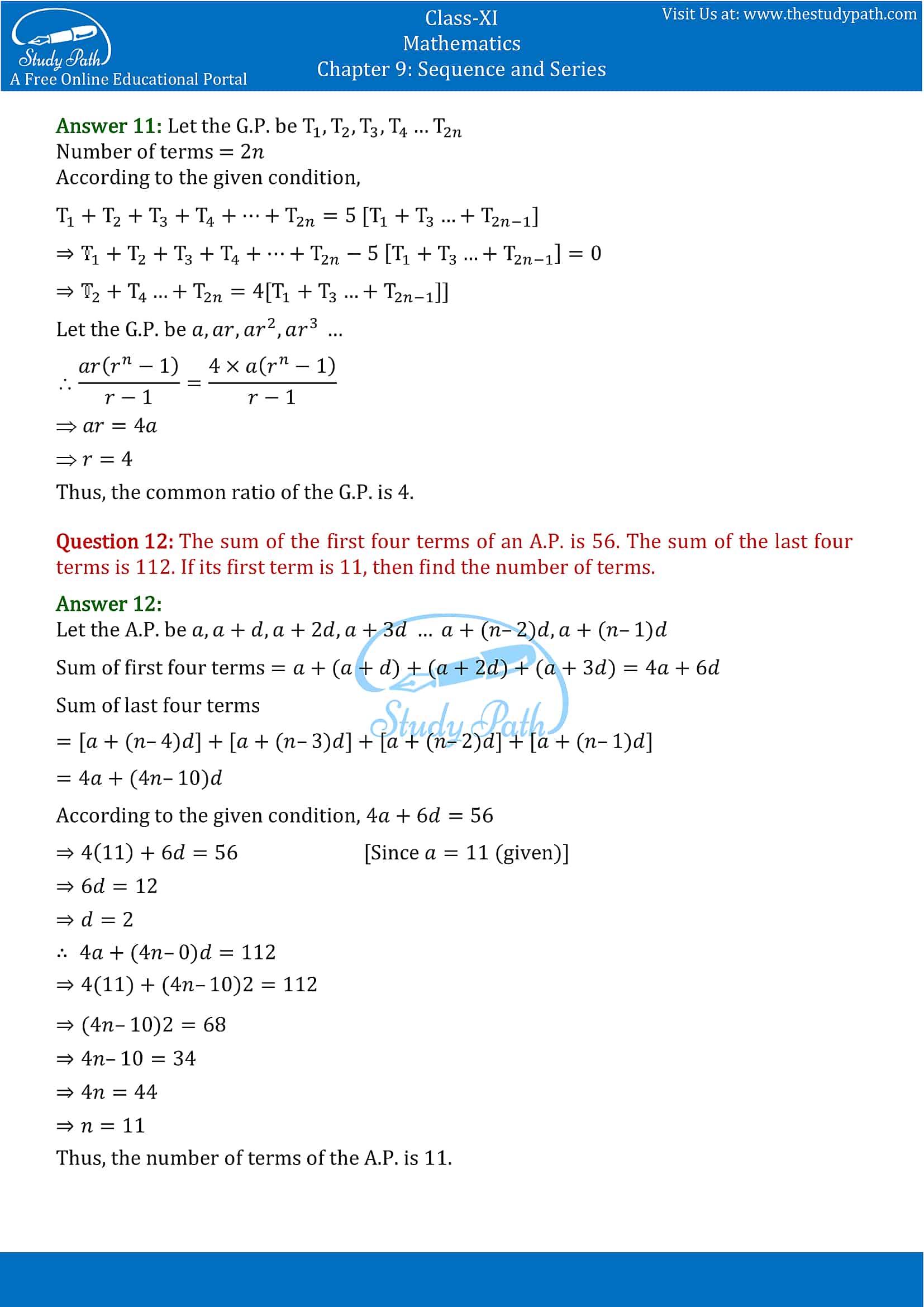 NCERT Solutions for Class 11 Maths chapter 9 Sequence and Series Miscellaneous Exercise Part-7