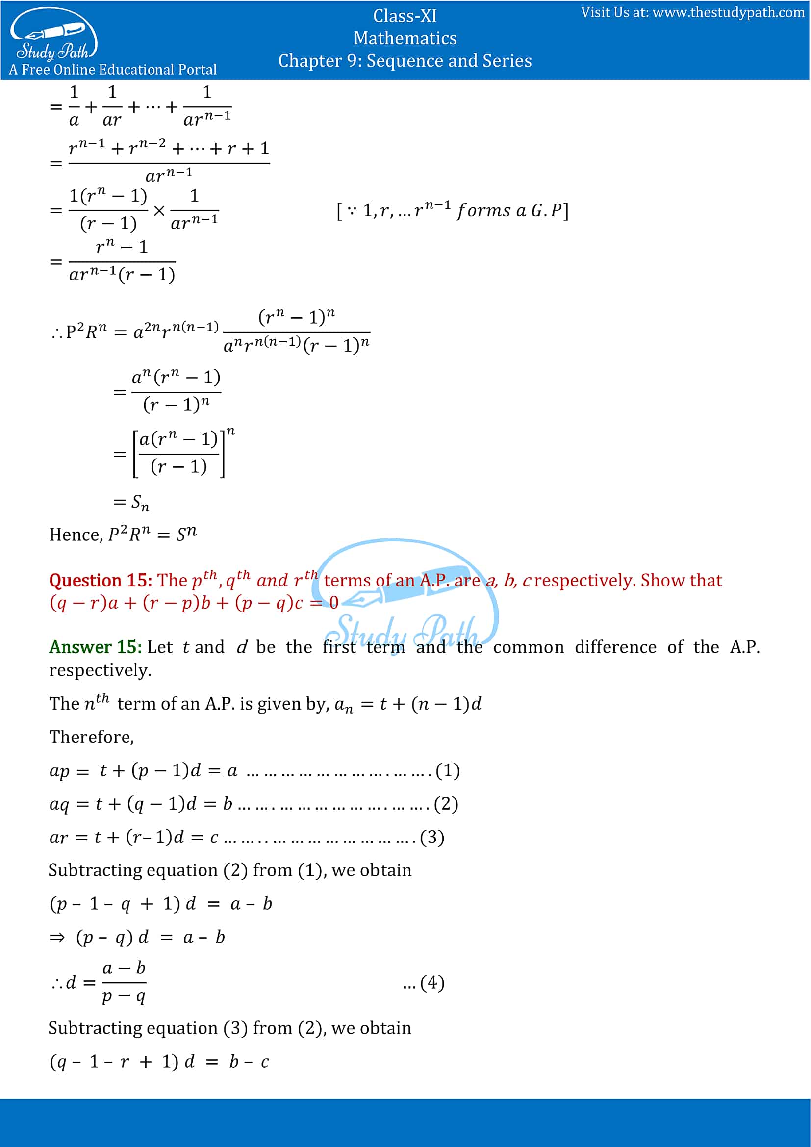 NCERT Solutions for Class 11 Maths chapter 9 Sequence and Series Miscellaneous Exercise Part-9