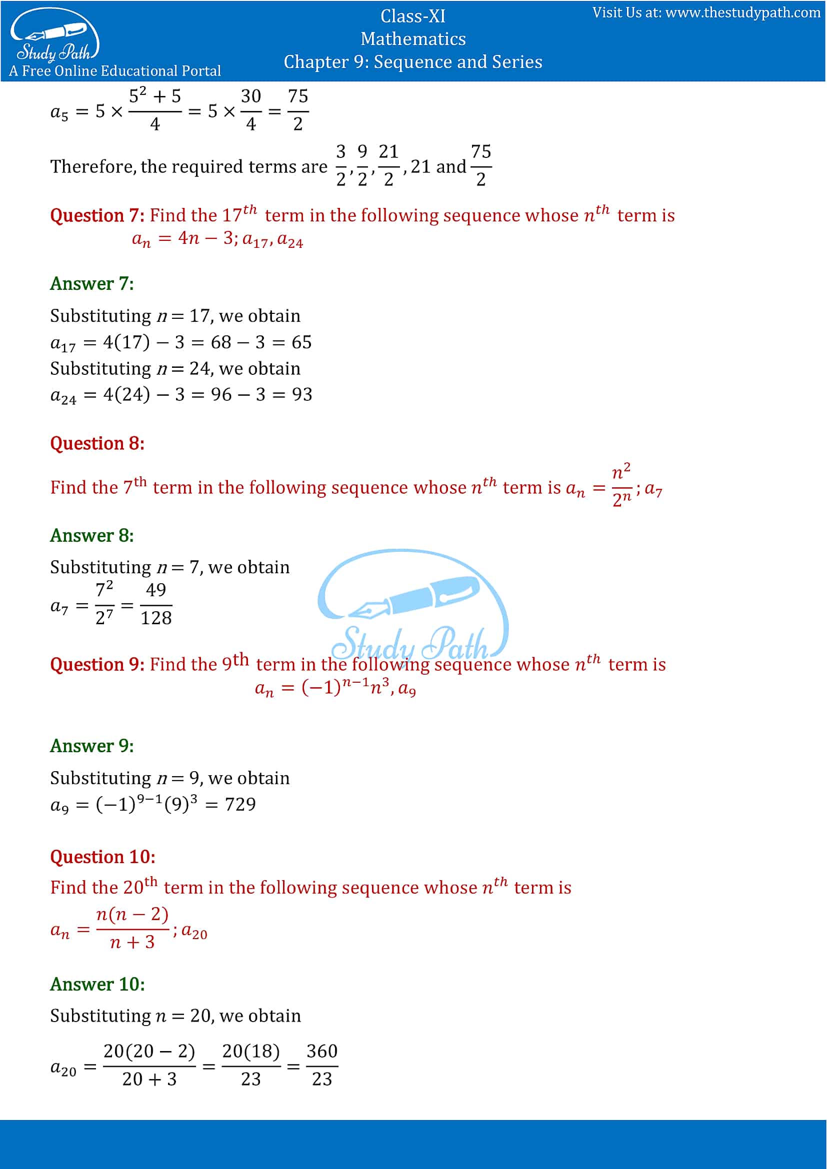 NCERT Solutions for Class 11 Maths chapter 9 Sequence and Series Part-3