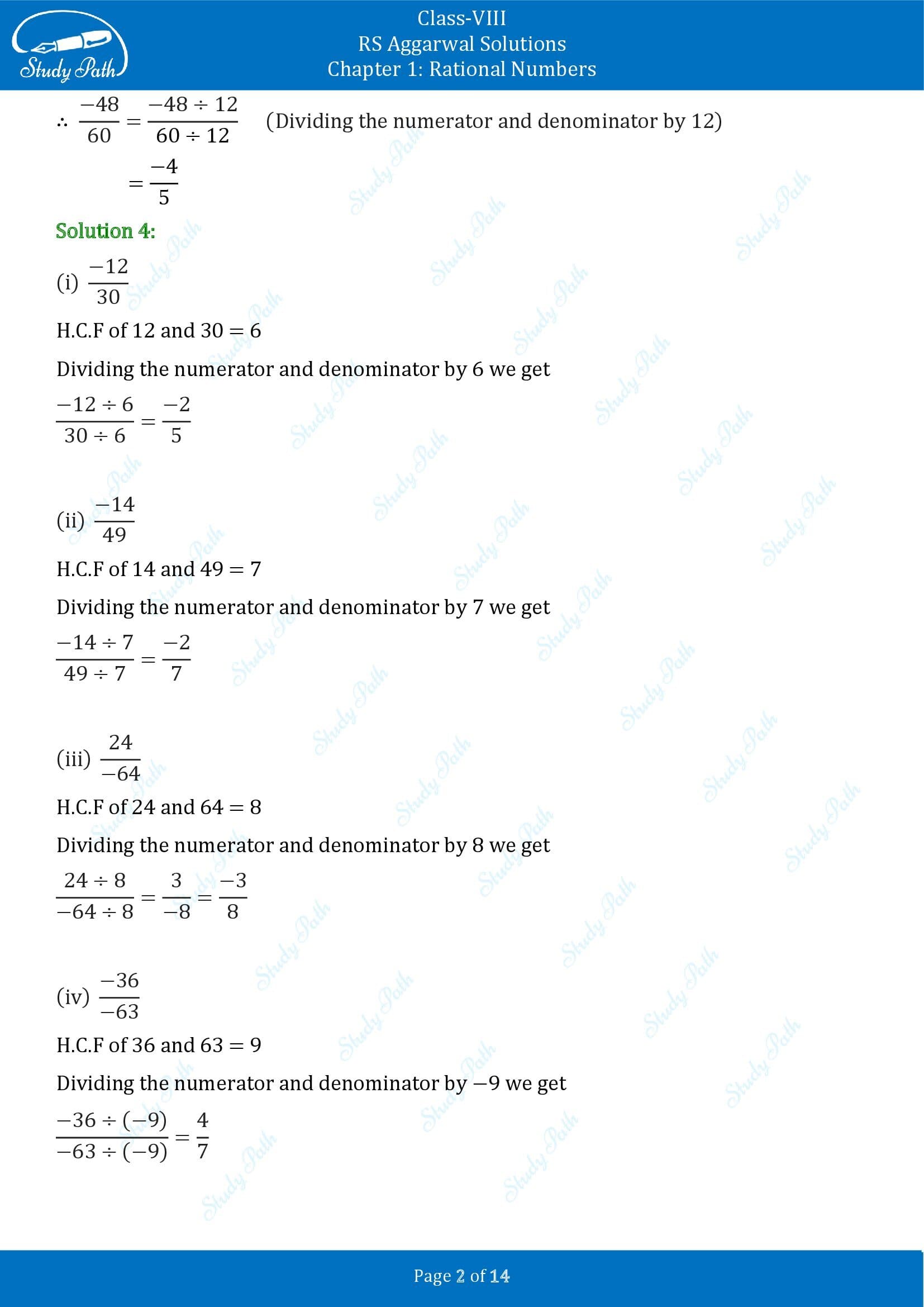 RS Aggarwal Solutions Class 8 Chapter 1 Rational Numbers Exercise 1A 00002
