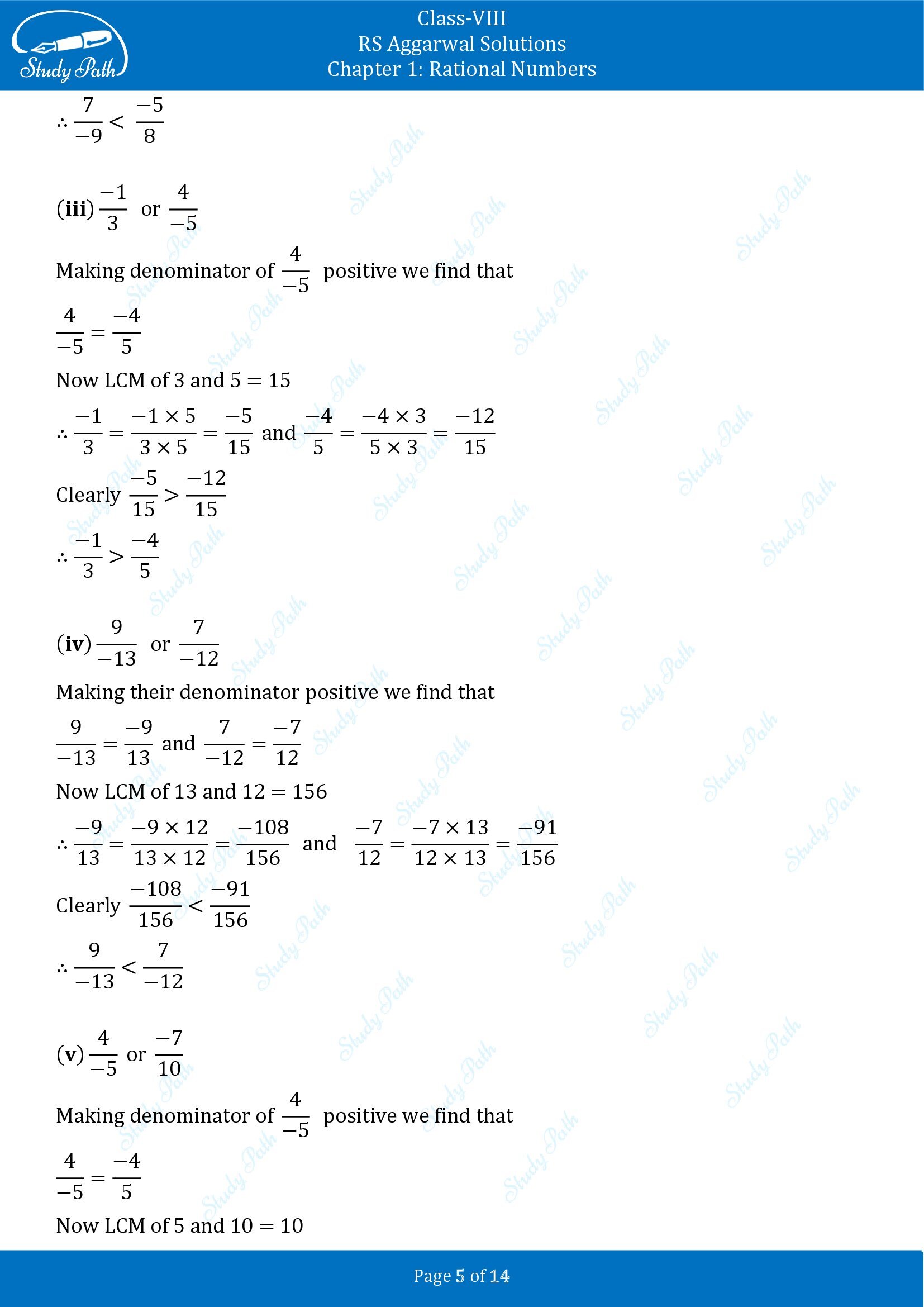RS Aggarwal Solutions Class 8 Chapter 1 Rational Numbers Exercise 1A 00005