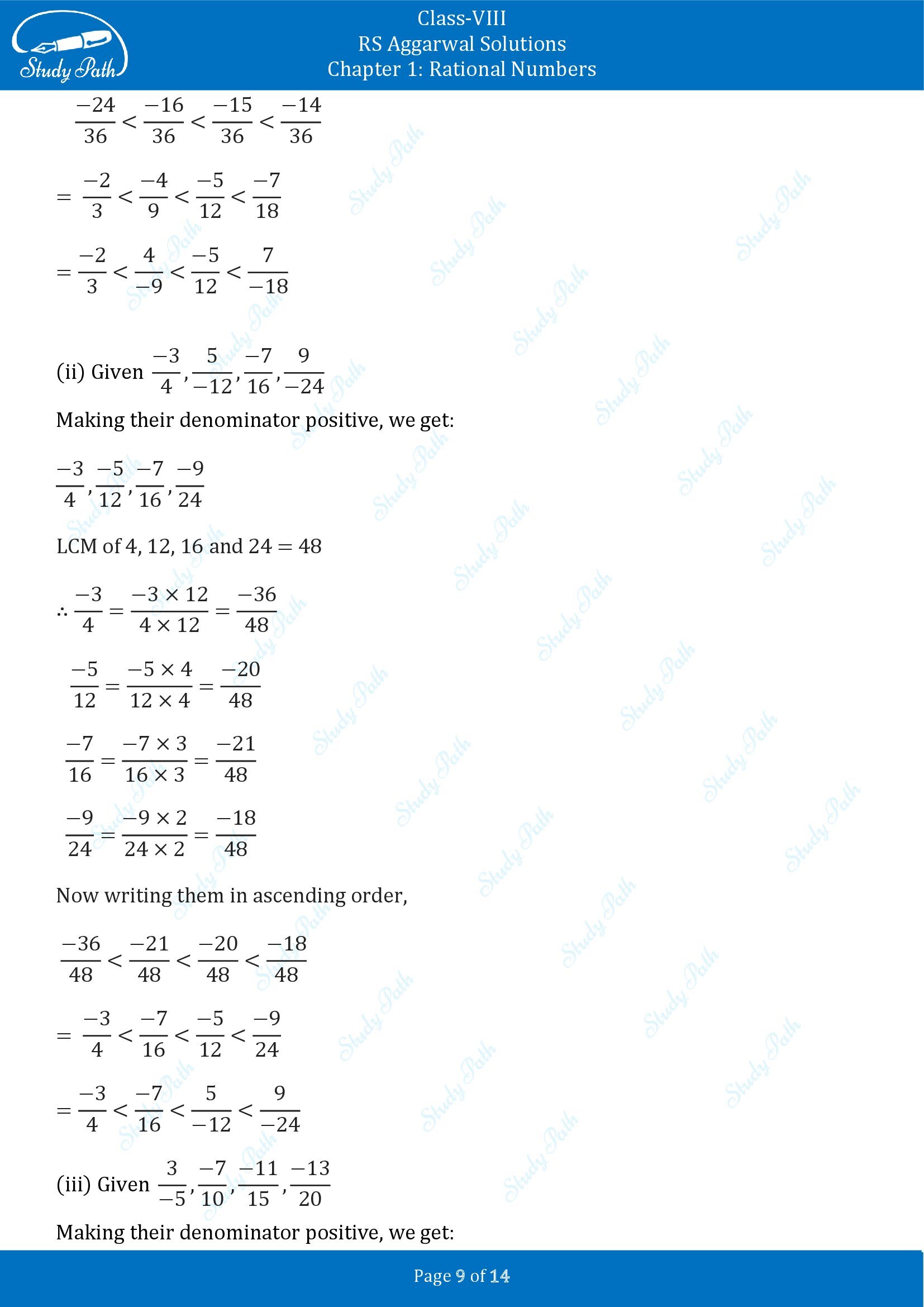 RS Aggarwal Solutions Class 8 Chapter 1 Rational Numbers Exercise 1A 00009