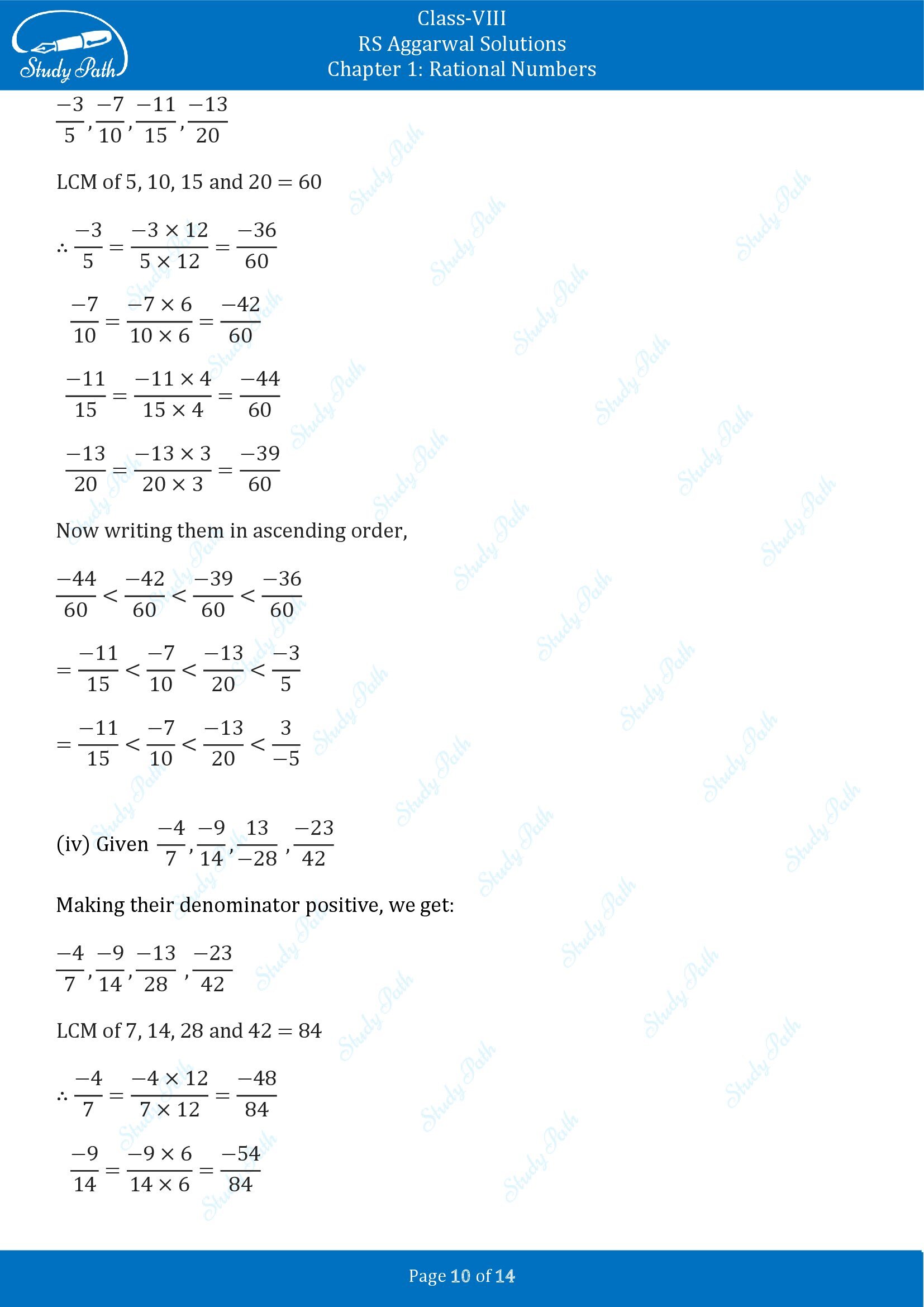 RS Aggarwal Solutions Class 8 Chapter 1 Rational Numbers Exercise 1A 00010