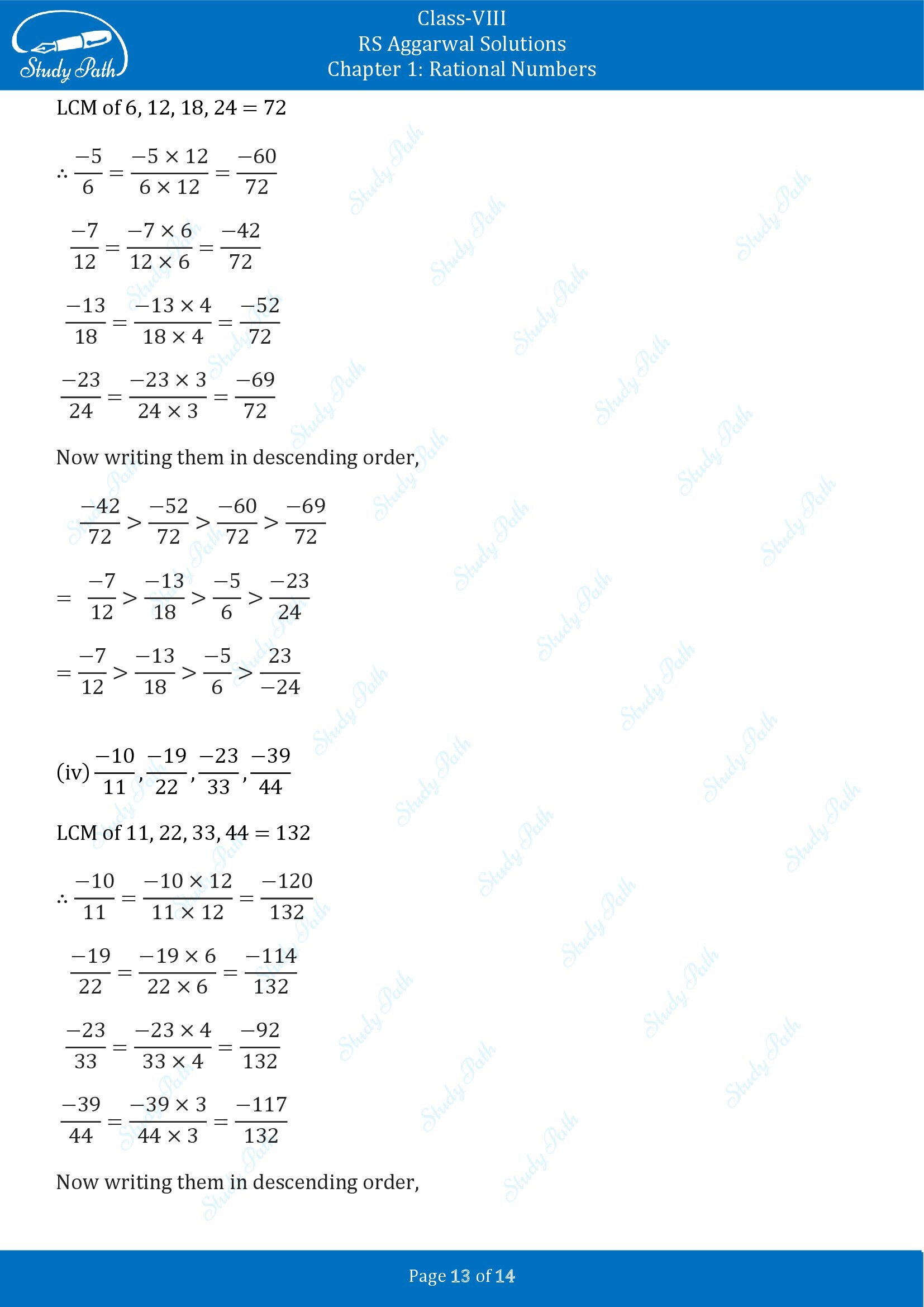 RS Aggarwal Solutions Class 8 Chapter 1 Rational Numbers Exercise 1A 00013