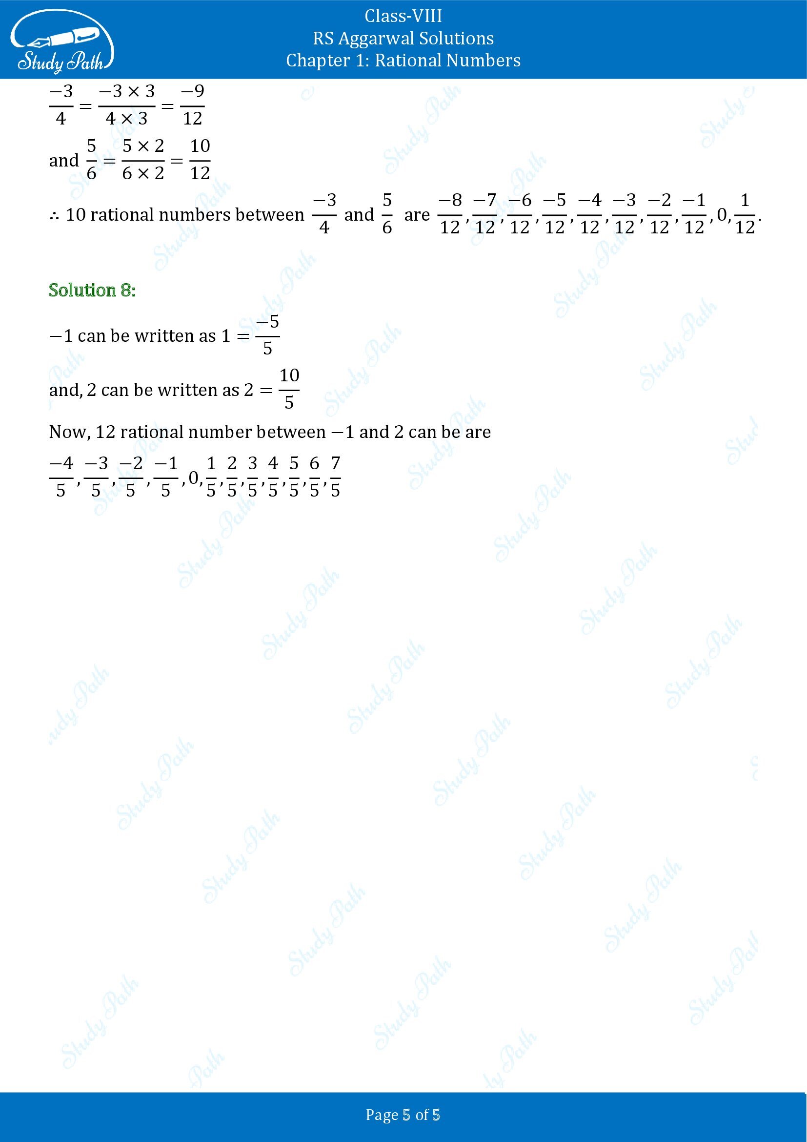 RS Aggarwal Solutions Class 8 Chapter 1 Rational Numbers Exercise 1F 00005