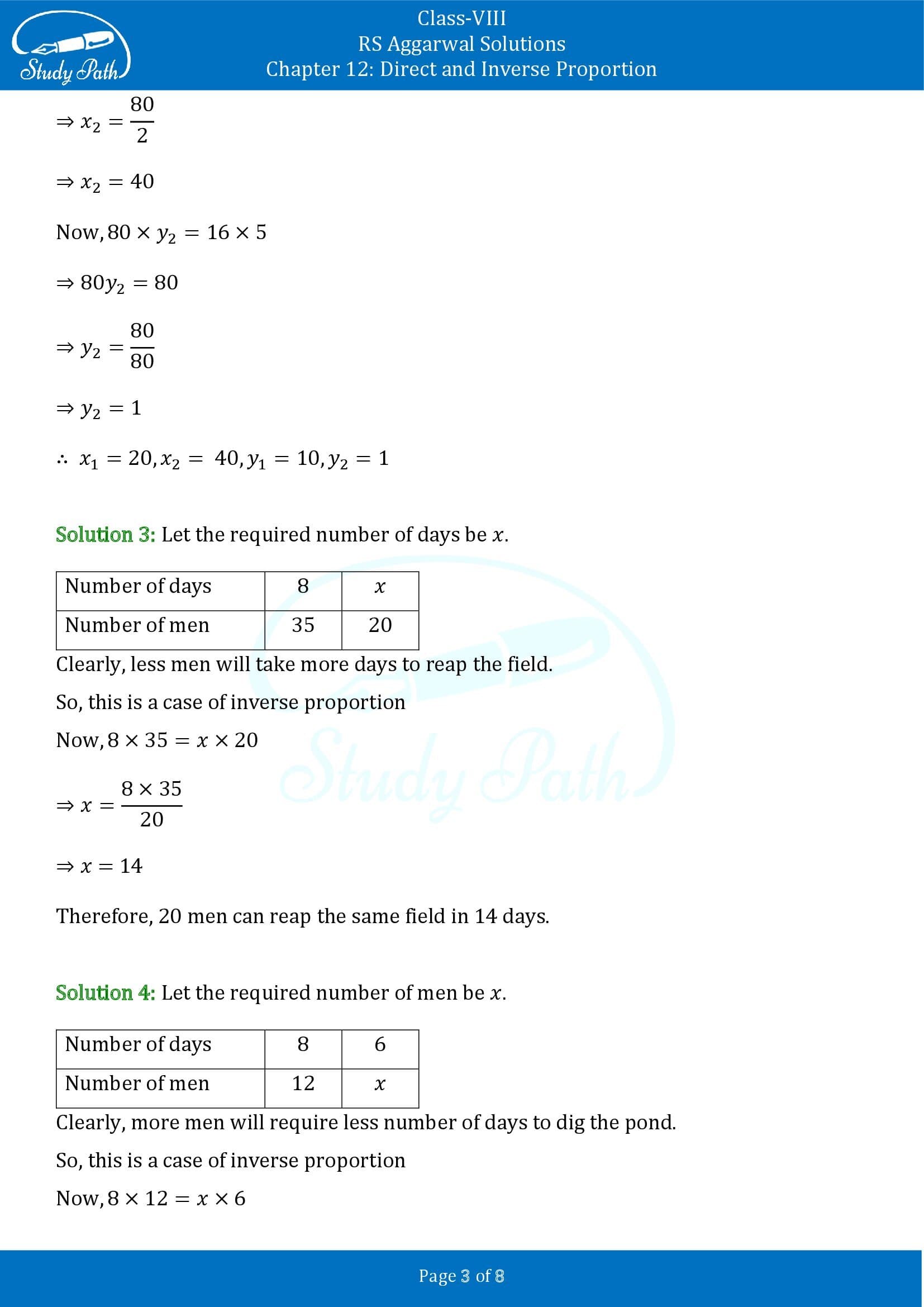 RS Aggarwal Solutions Class 8 Chapter 12 Direct and Inverse Proportion Exercise 12B 00003