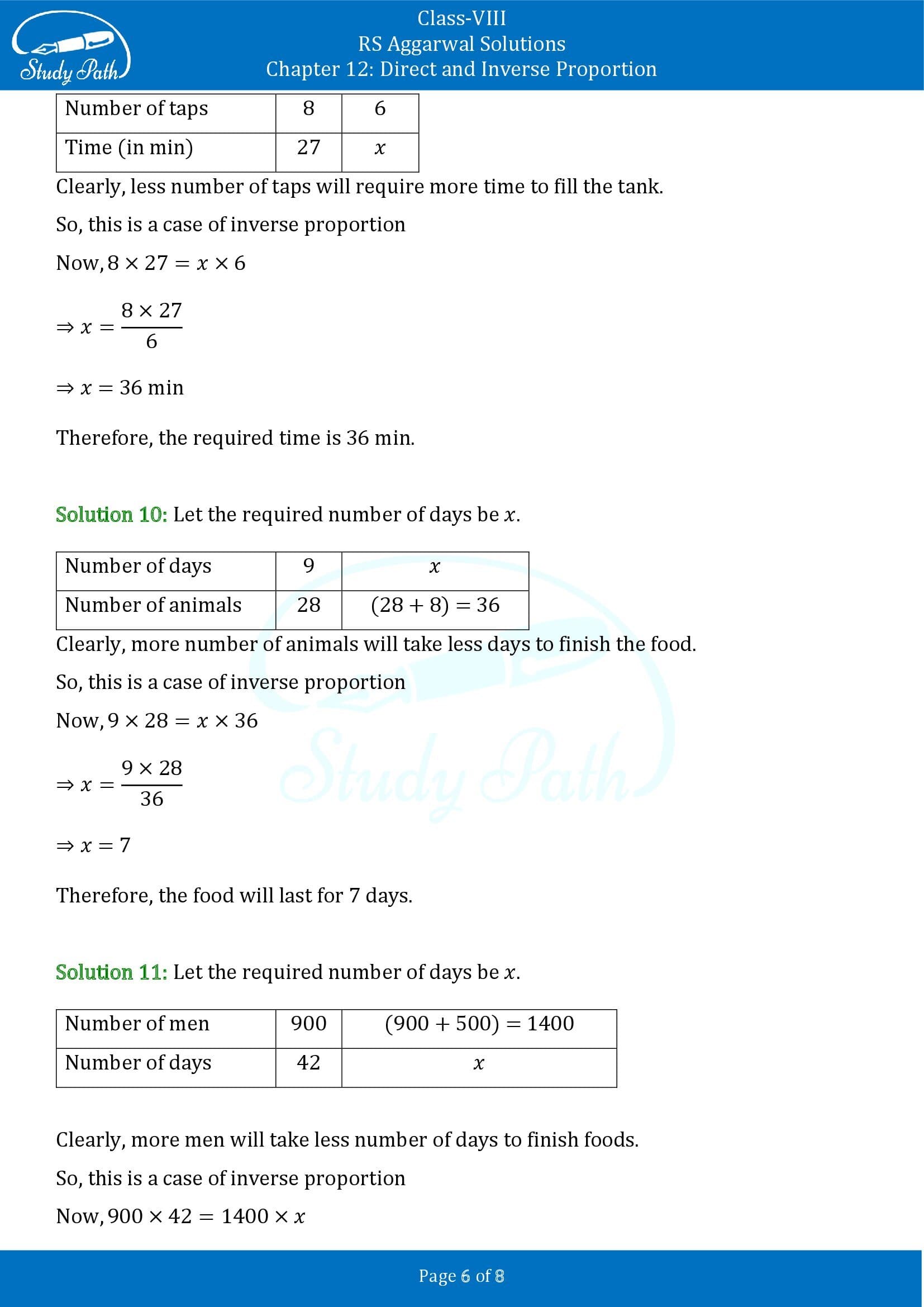 RS Aggarwal Solutions Class 8 Chapter 12 Direct and Inverse Proportion Exercise 12B 00006
