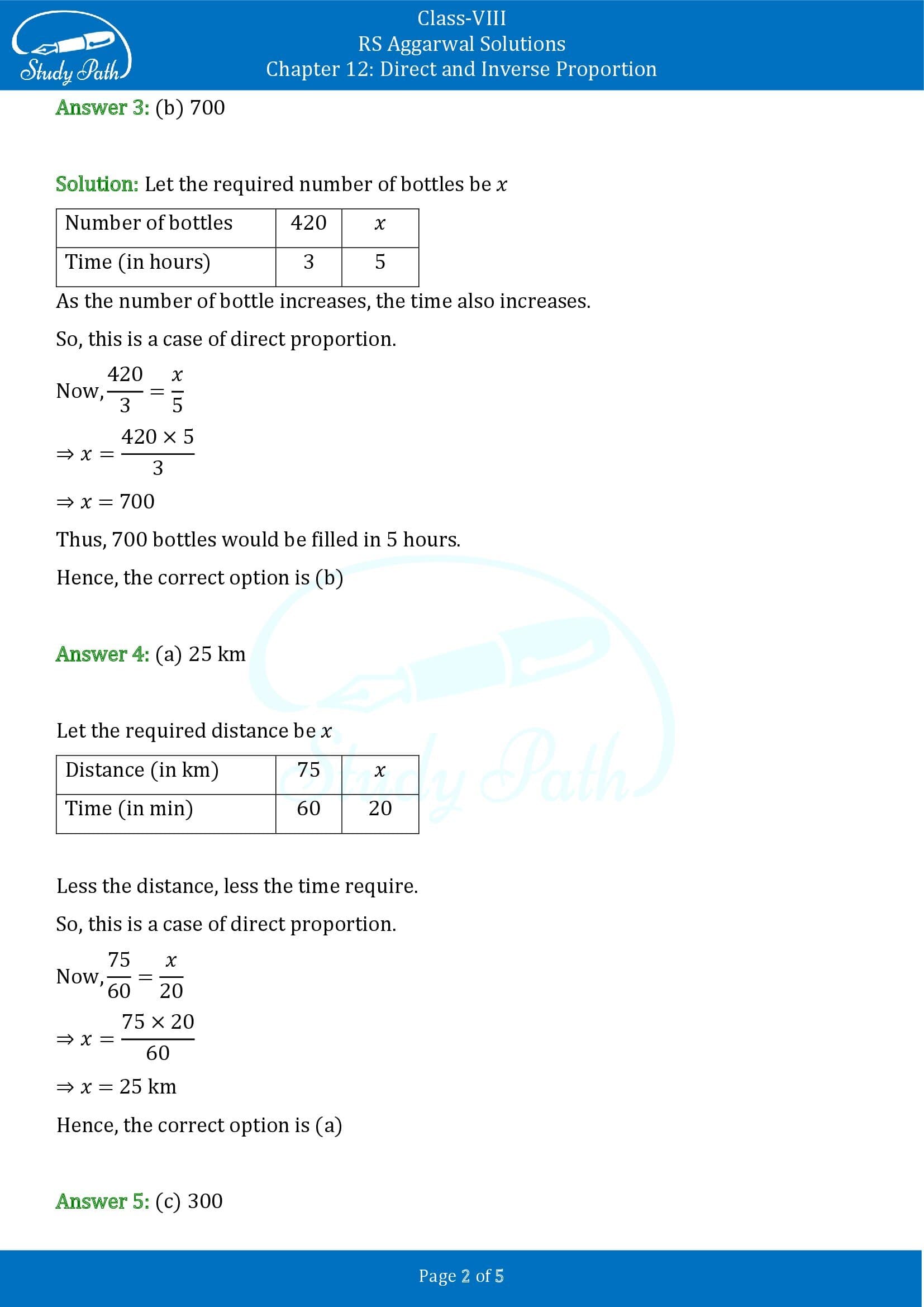 RS Aggarwal Solutions Class 8 Chapter 12 Direct and Inverse Proportion Exercise 12C MCQs 00002