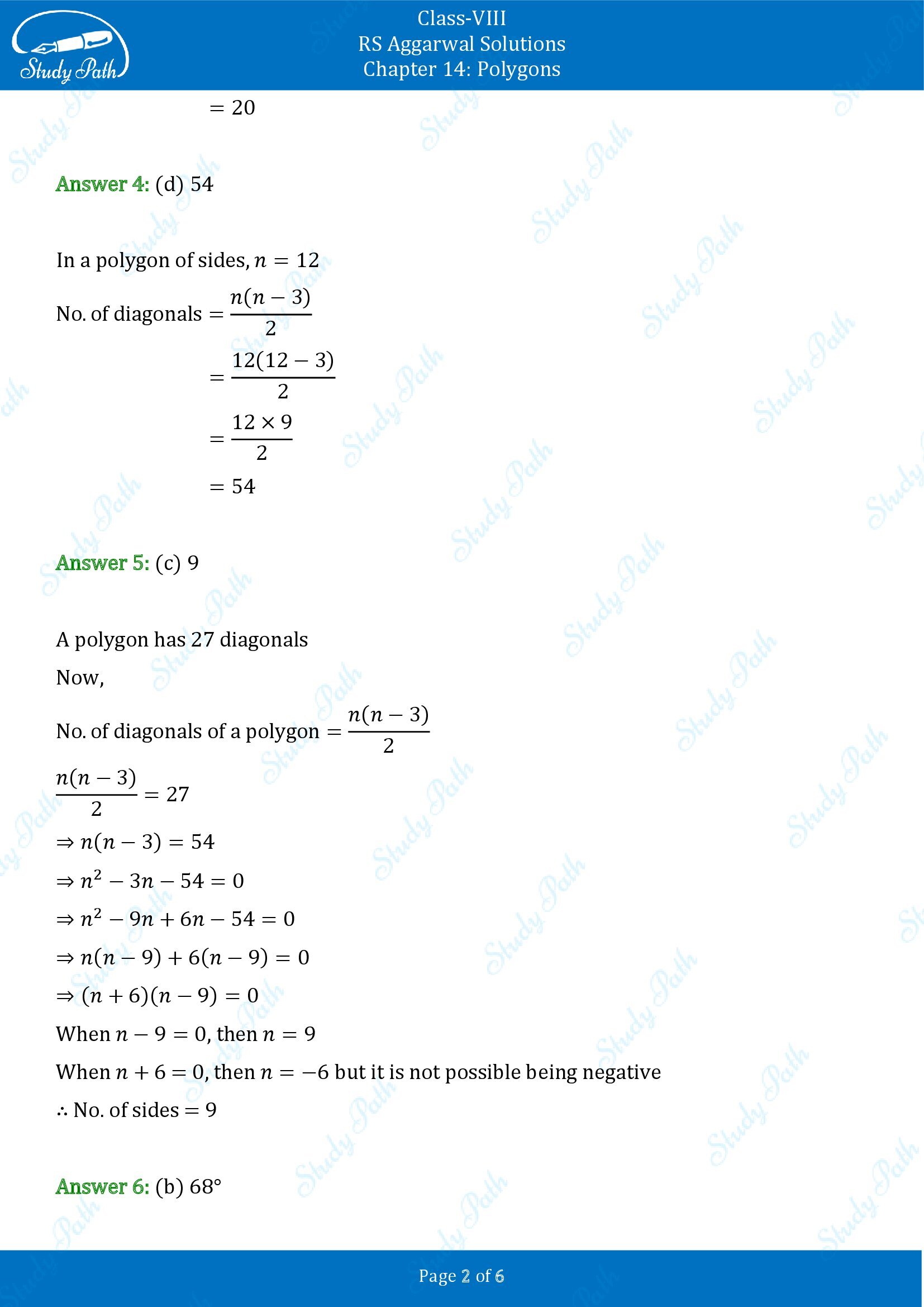 RS Aggarwal Solutions Class 8 Chapter 14 Polygons Exercise 14B MCQs 00002