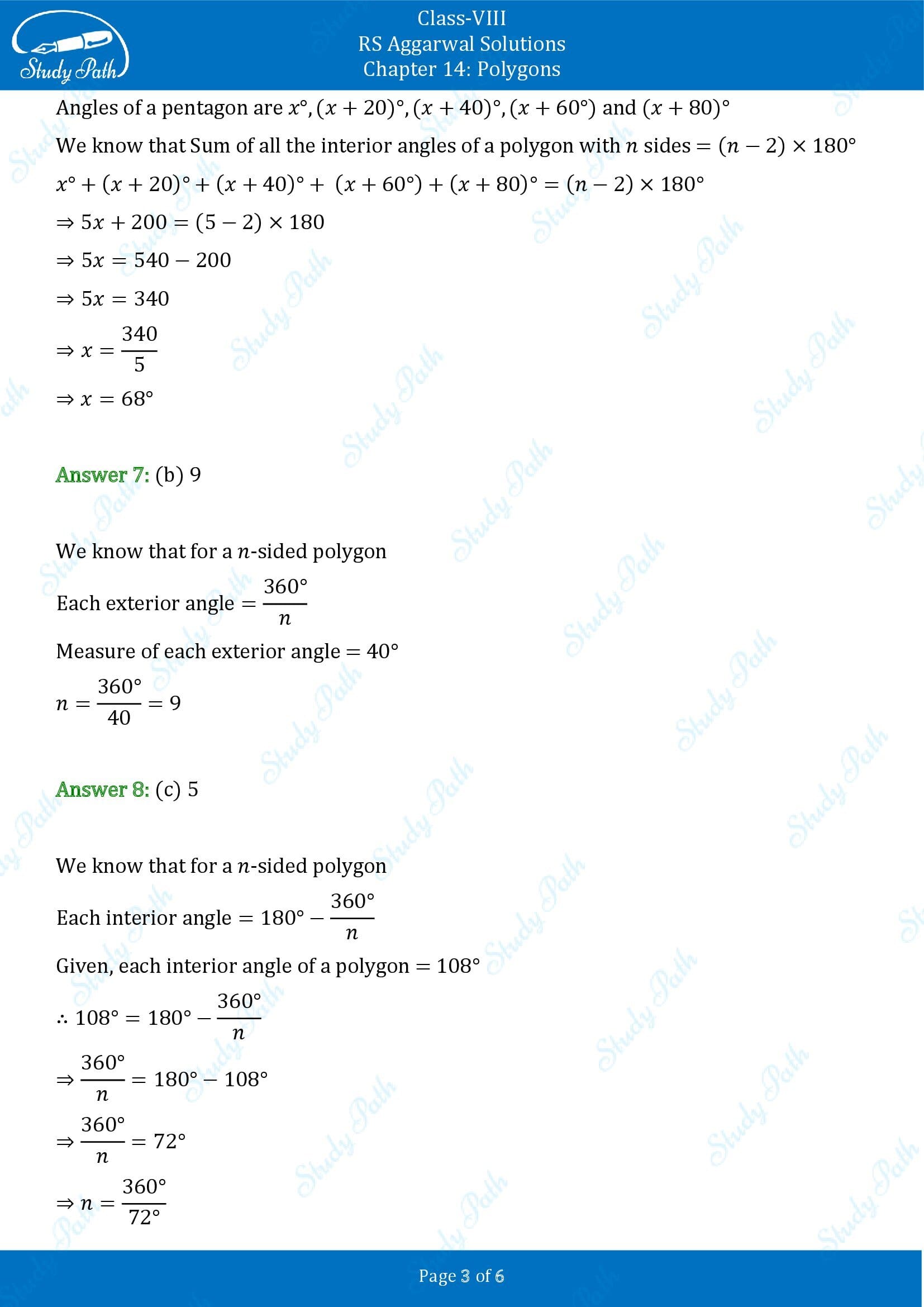 RS Aggarwal Solutions Class 8 Chapter 14 Polygons Exercise 14B MCQs 00003