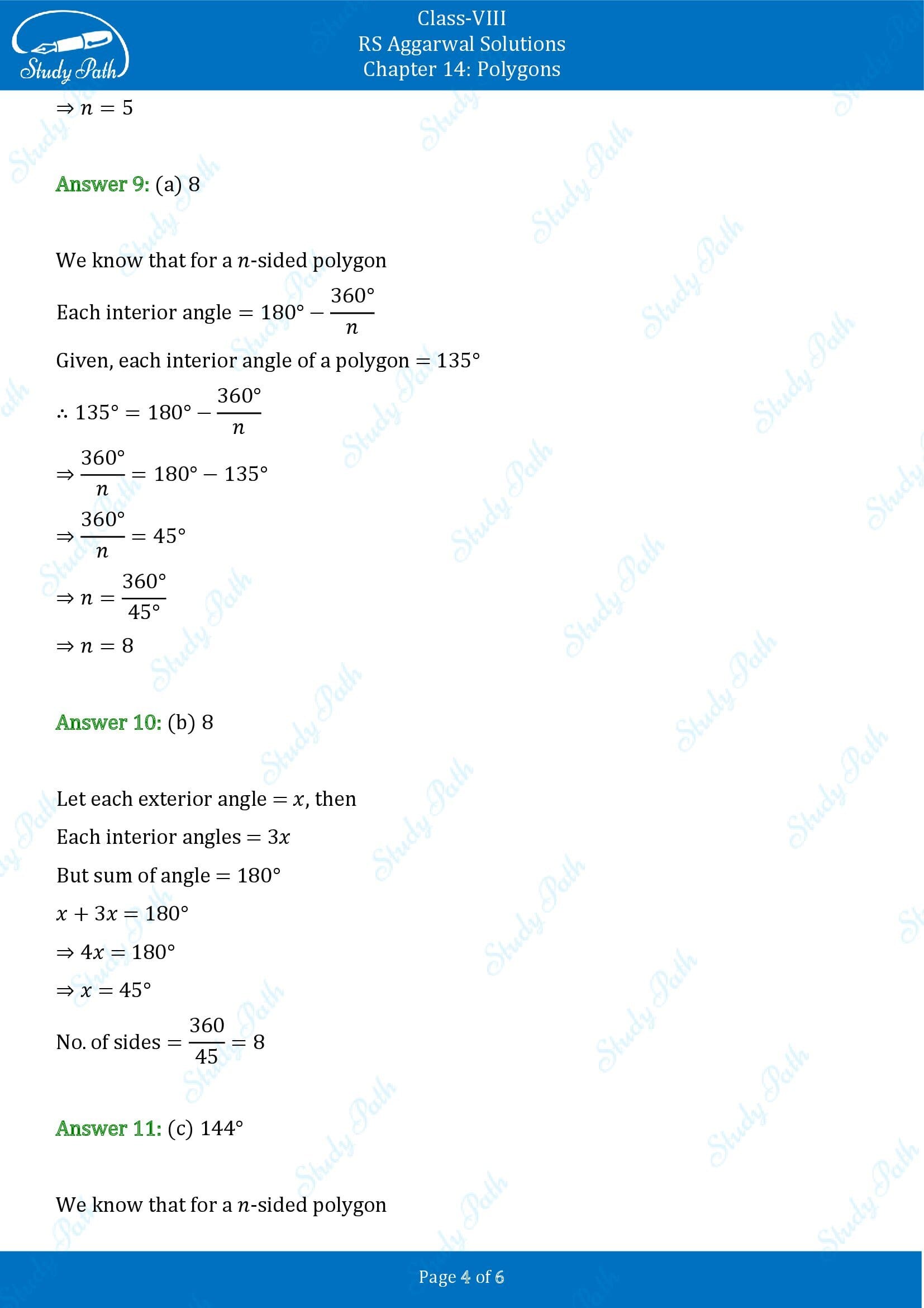 RS Aggarwal Solutions Class 8 Chapter 14 Polygons Exercise 14B MCQs 00004