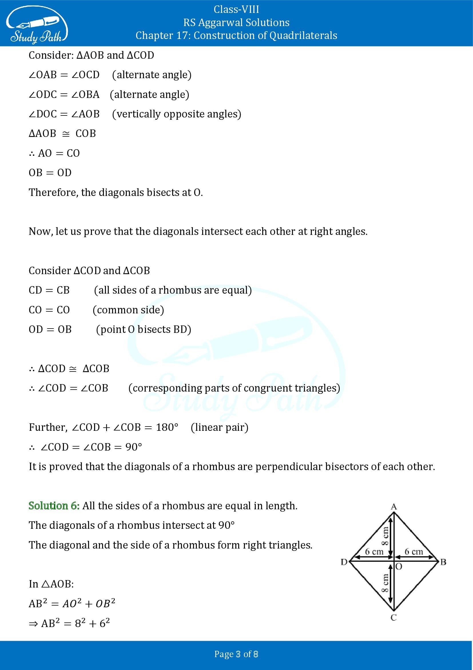 RS Aggarwal Solutions Class 8 Chapter 17 Construction of Quadrilaterals Test Paper 0003