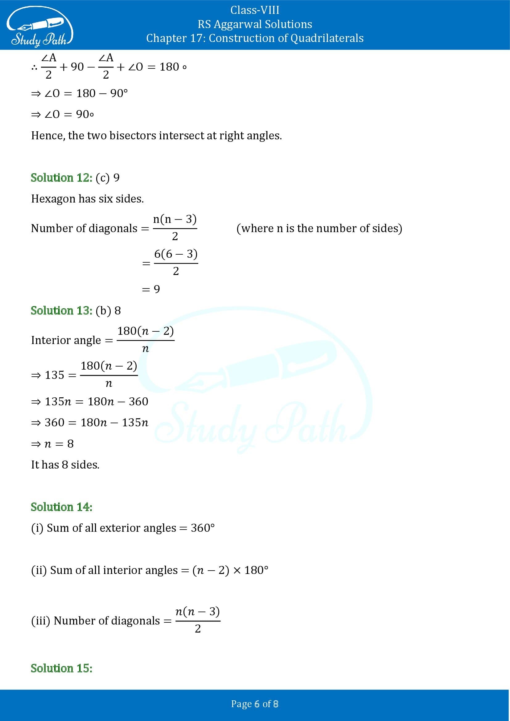 RS Aggarwal Solutions Class 8 Chapter 17 Construction of Quadrilaterals Test Paper 0006