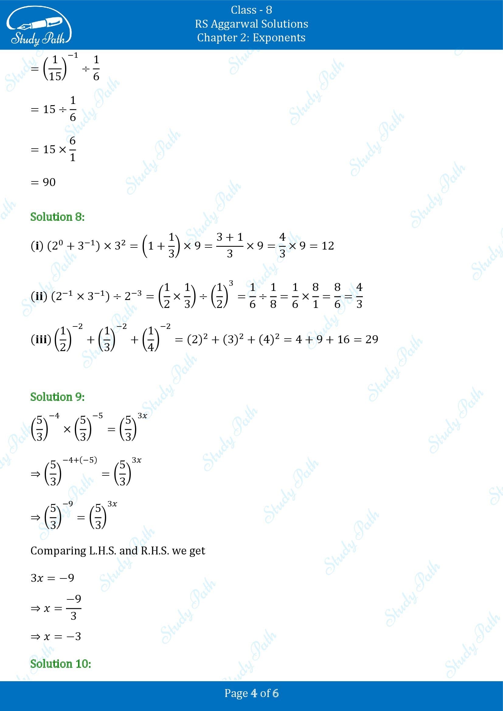 RS Aggarwal Solutions Class 8 Chapter 2 Exponents Exercise 2A 00004