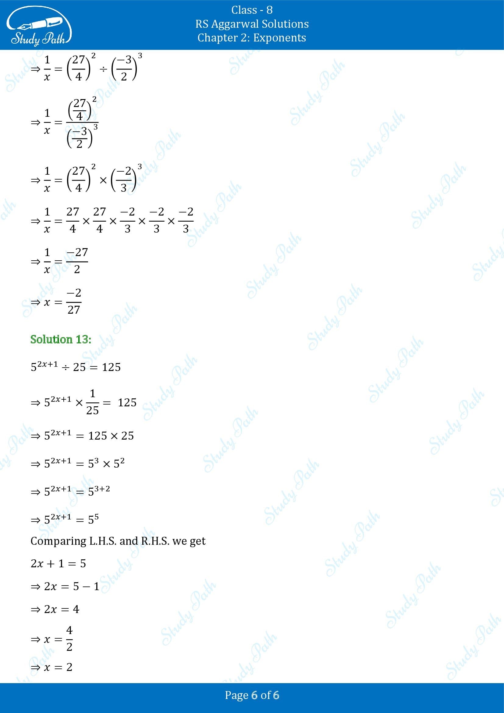 RS Aggarwal Solutions Class 8 Chapter 2 Exponents Exercise 2A 00006