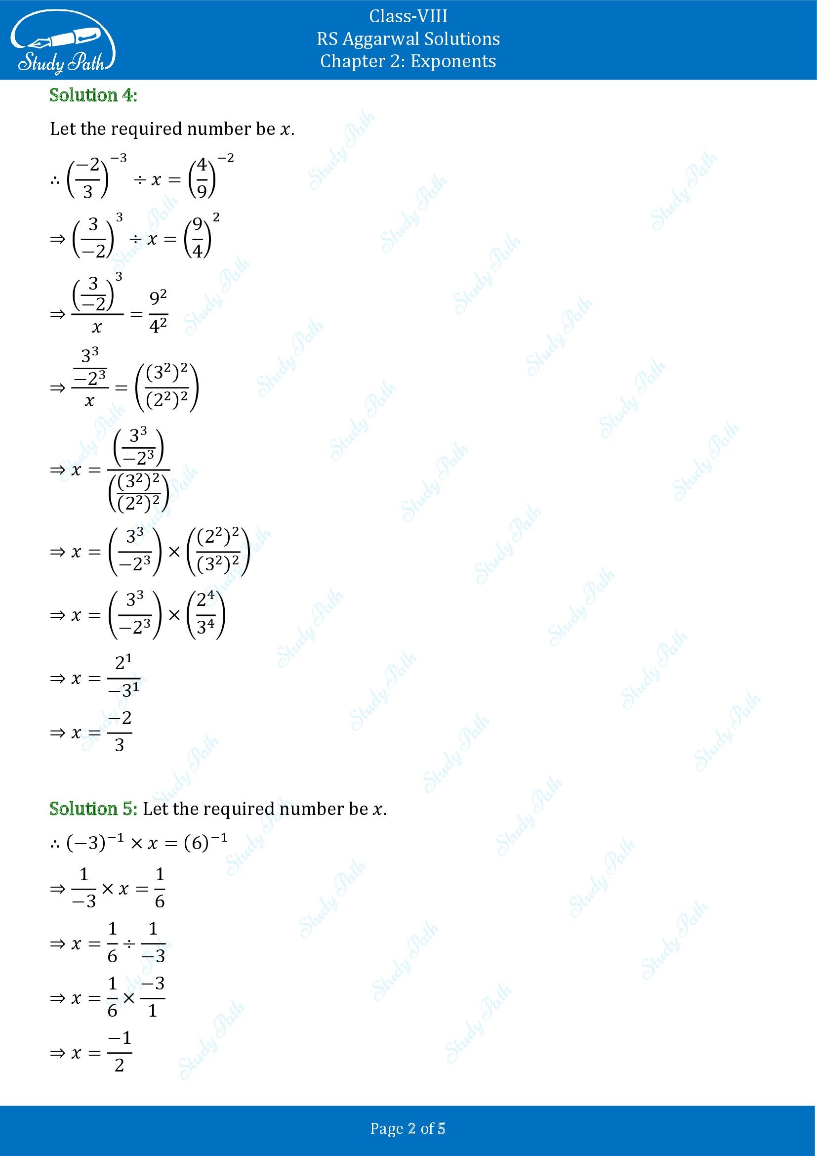 RS Aggarwal Solutions Class 8 Chapter 2 Exponents Test Paper 00002