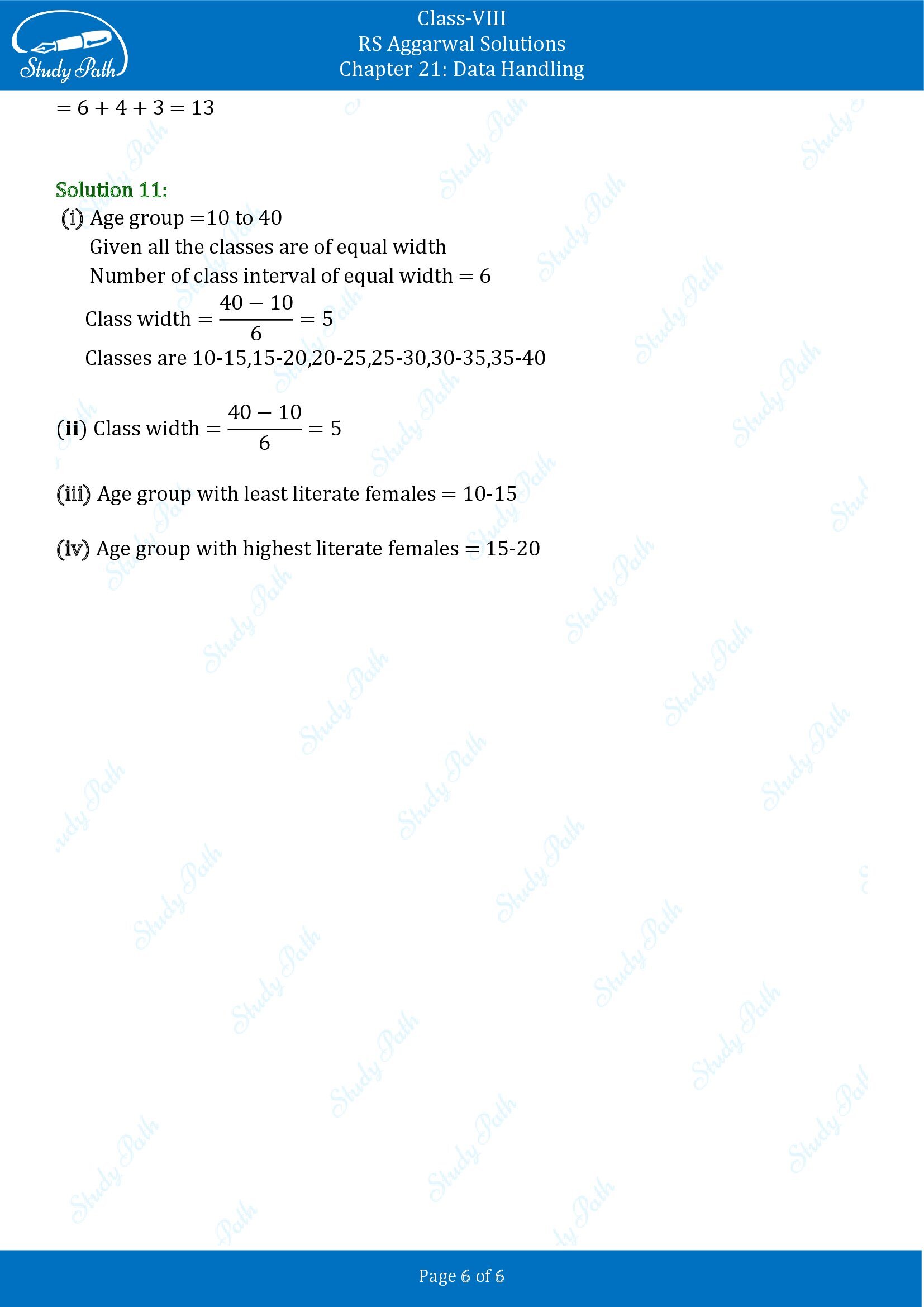 RS Aggarwal Solutions Class 8 Chapter 21 Data Handling Exercise 21C 006
