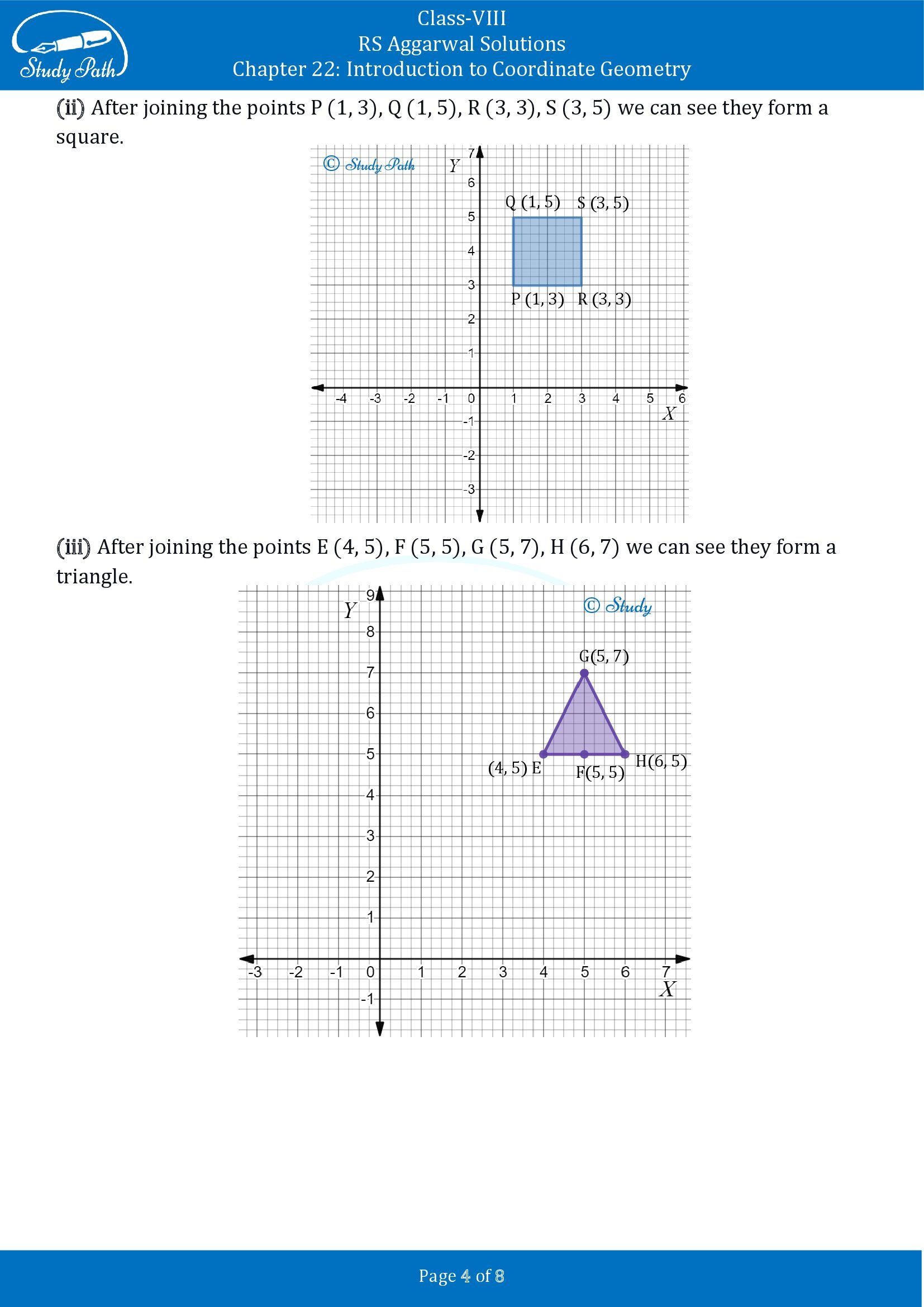 RS Aggarwal Solutions Class 8 Chapter 22 Introduction to Coordinate Geometry Exercise 22A 00004