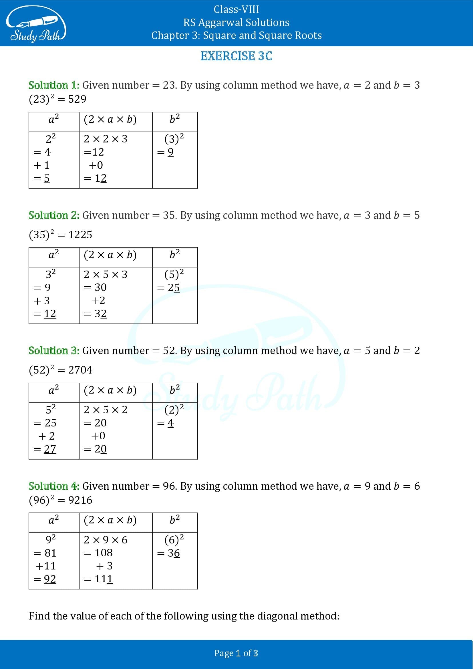 RS Aggarwal Solutions Class 8 Chapter 3 Square and Square Roots Exercise 3C 0001