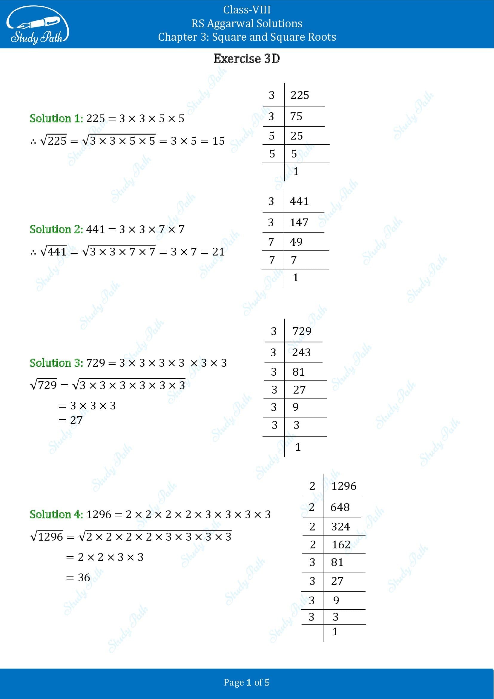 RS Aggarwal Solutions Class 8 Chapter 3 Square and Square Roots Exercise 3D 0001