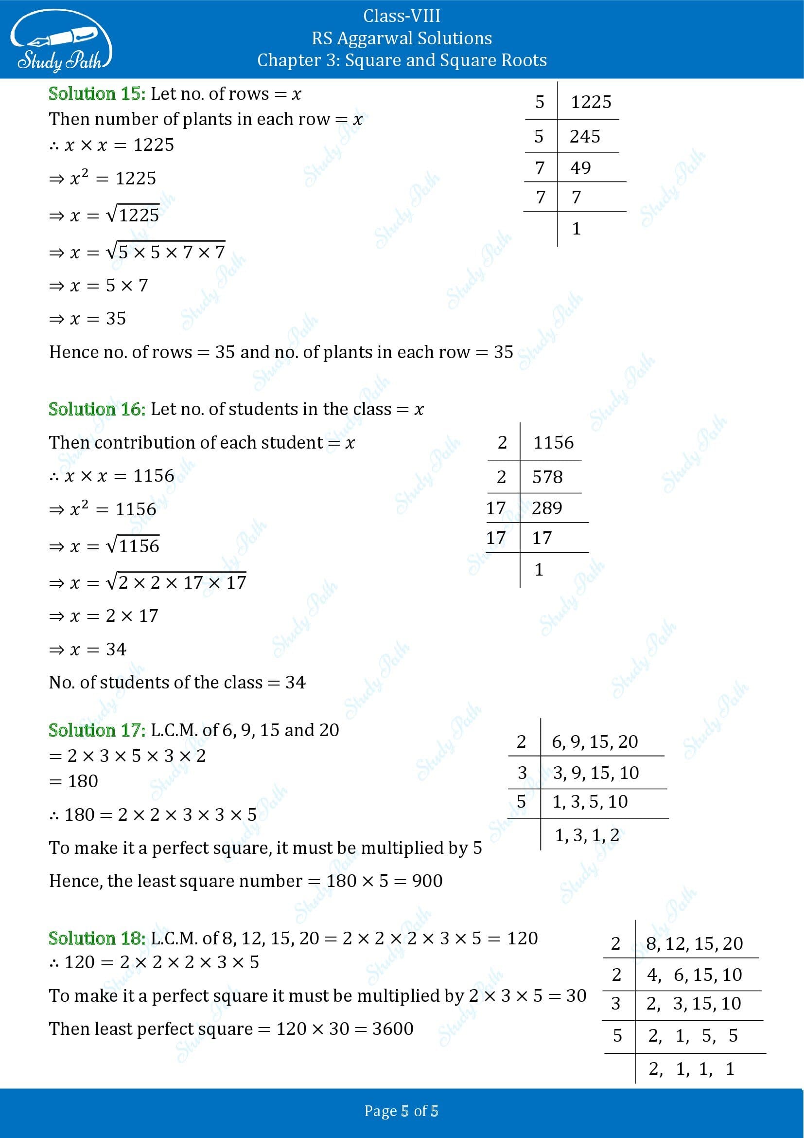 RS Aggarwal Solutions Class 8 Chapter 3 Square and Square Roots Exercise 3D 0005