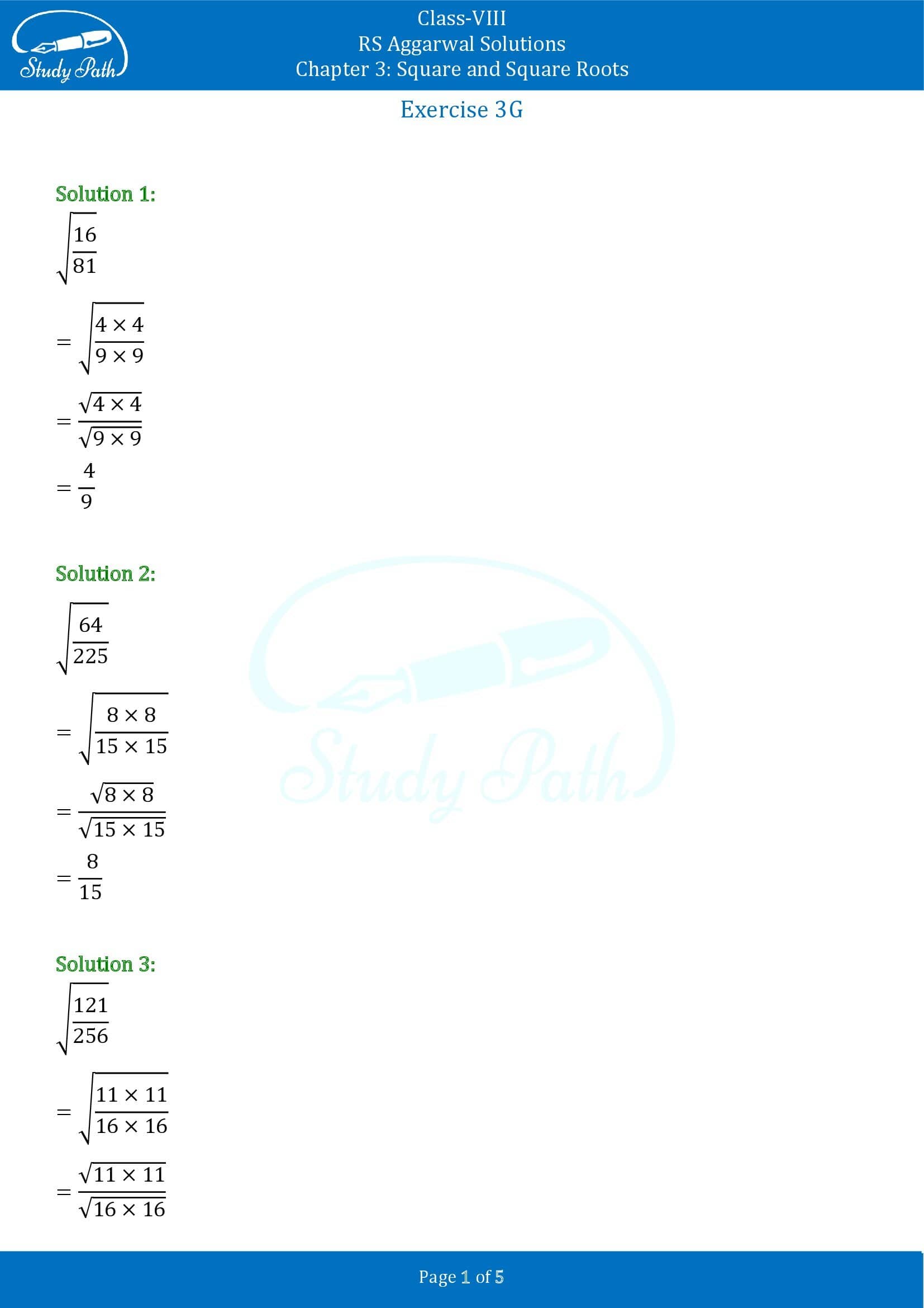 RS Aggarwal Solutions Class 8 Chapter 3 Square and Square Roots Exercise 3G 0001