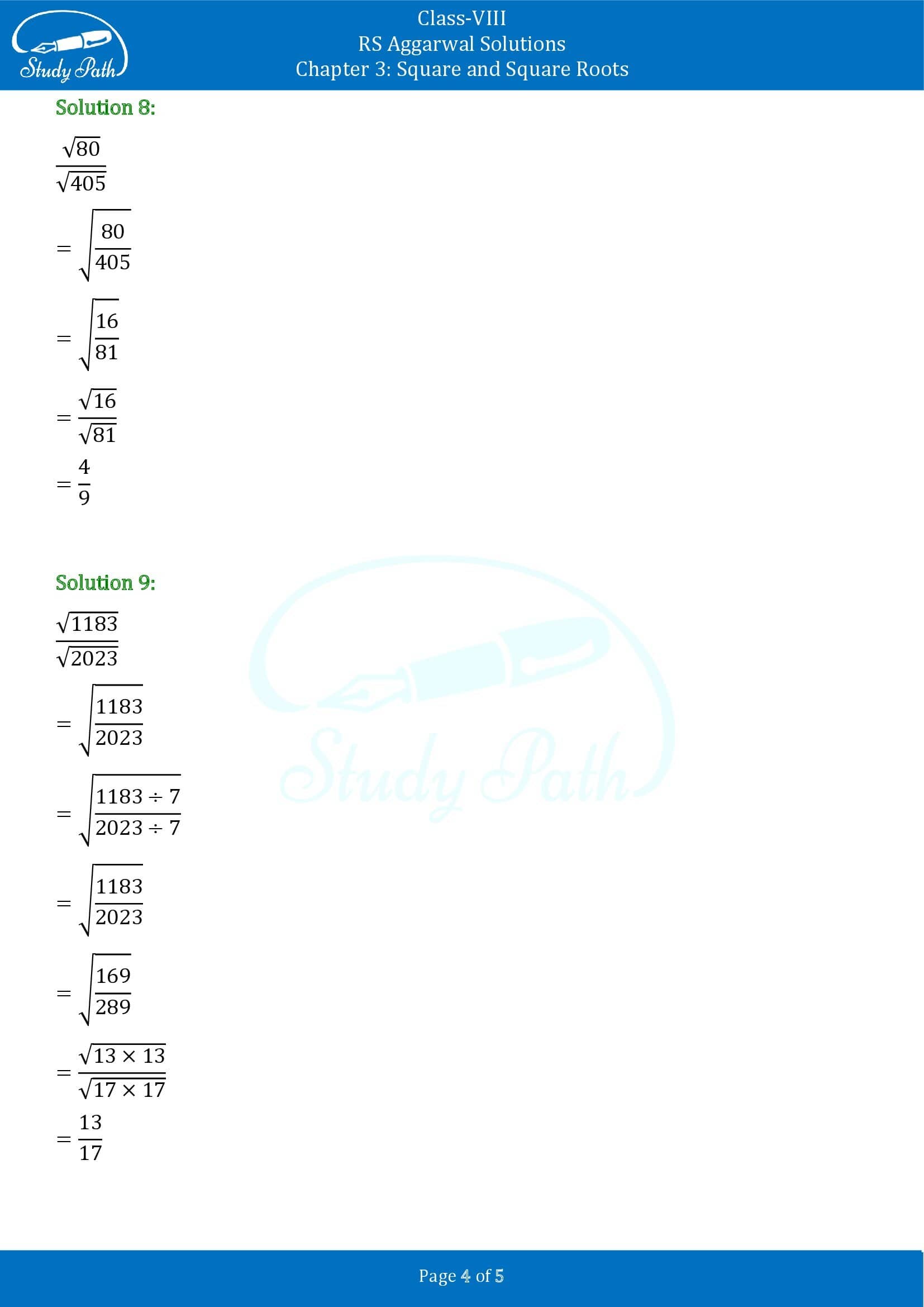 RS Aggarwal Solutions Class 8 Chapter 3 Square and Square Roots Exercise 3G 0004