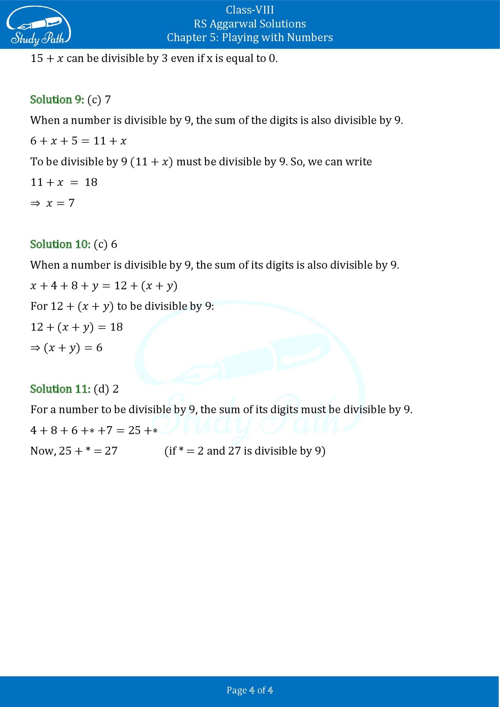 RS Aggarwal Solutions Class 8 Chapter 5 Playing with Numbers Test Paper 00004