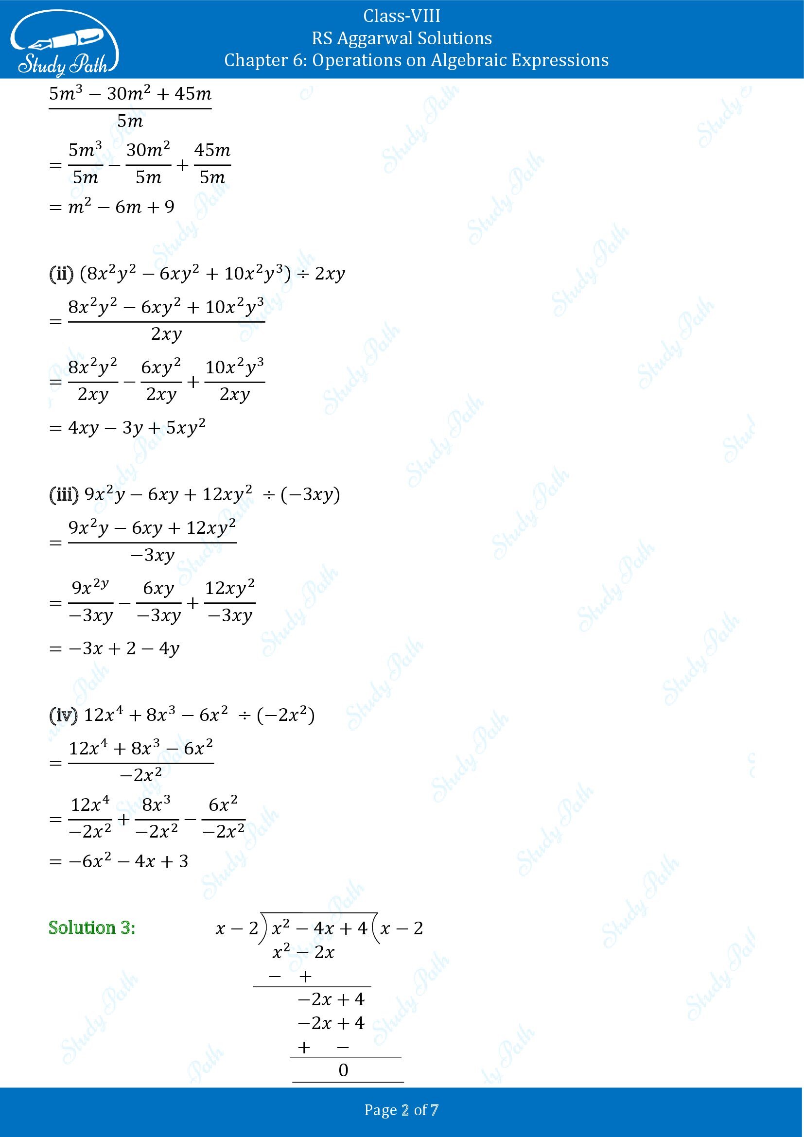 RS Aggarwal Solutions Class 8 Chapter 6 Operations on Algebraic Expressions Exercise 6C 00002