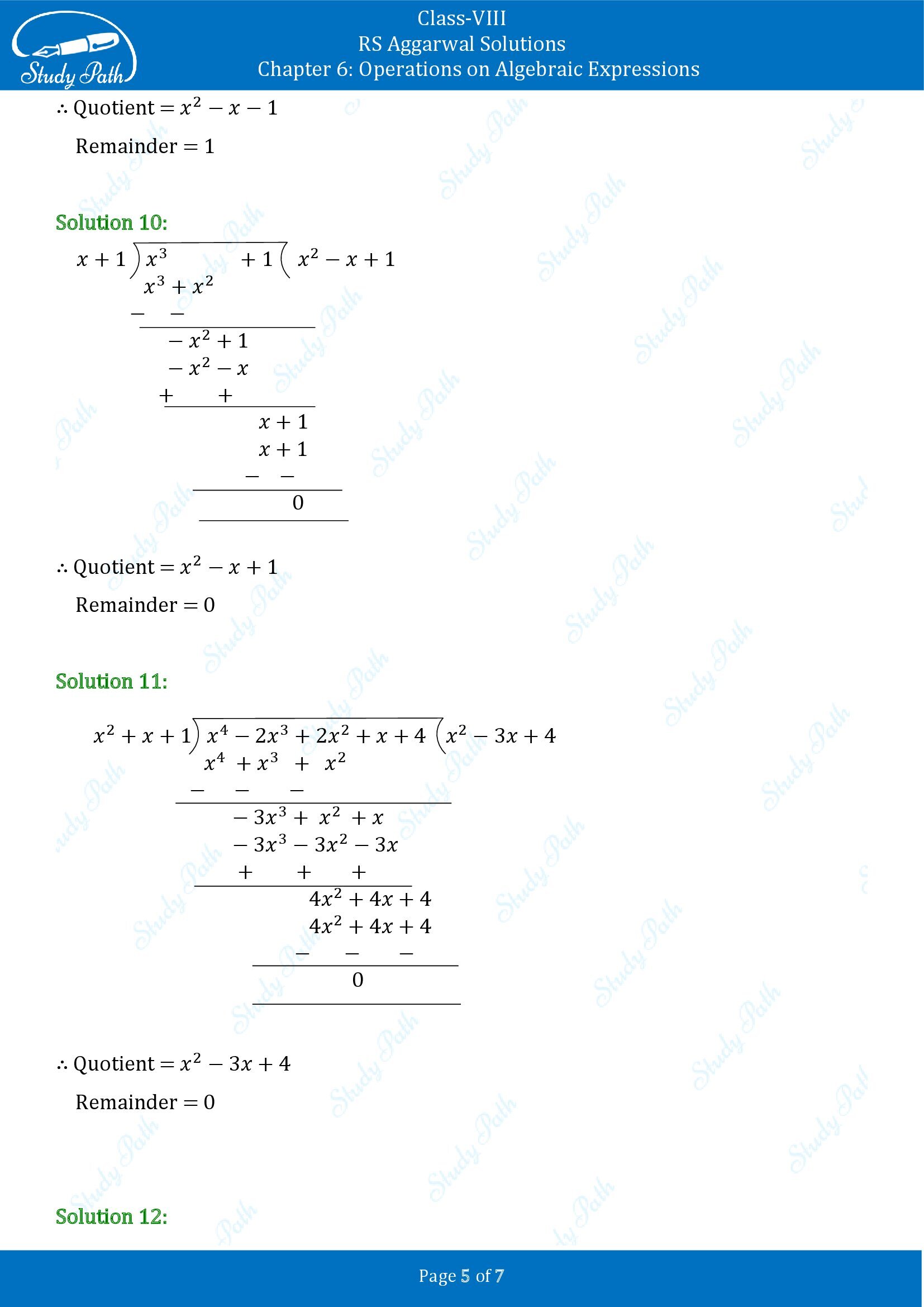 RS Aggarwal Solutions Class 8 Chapter 6 Operations on Algebraic Expressions Exercise 6C 00005