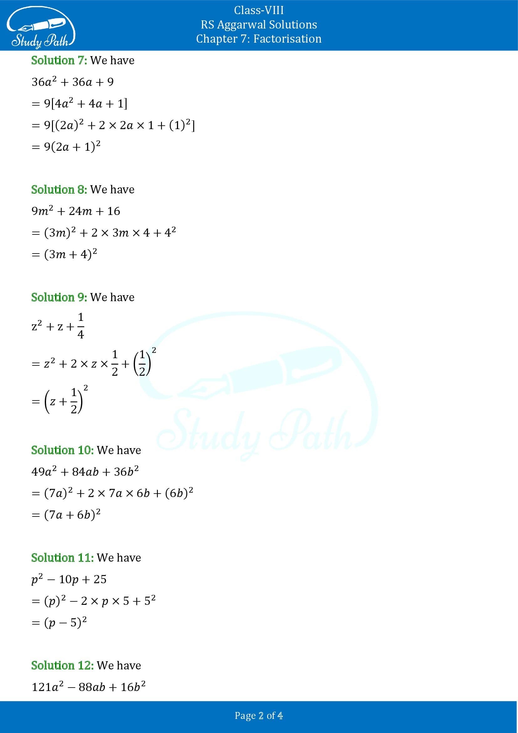 RS Aggarwal Solutions Class 8 Chapter 7 Factorisation Exercise 7C 00002