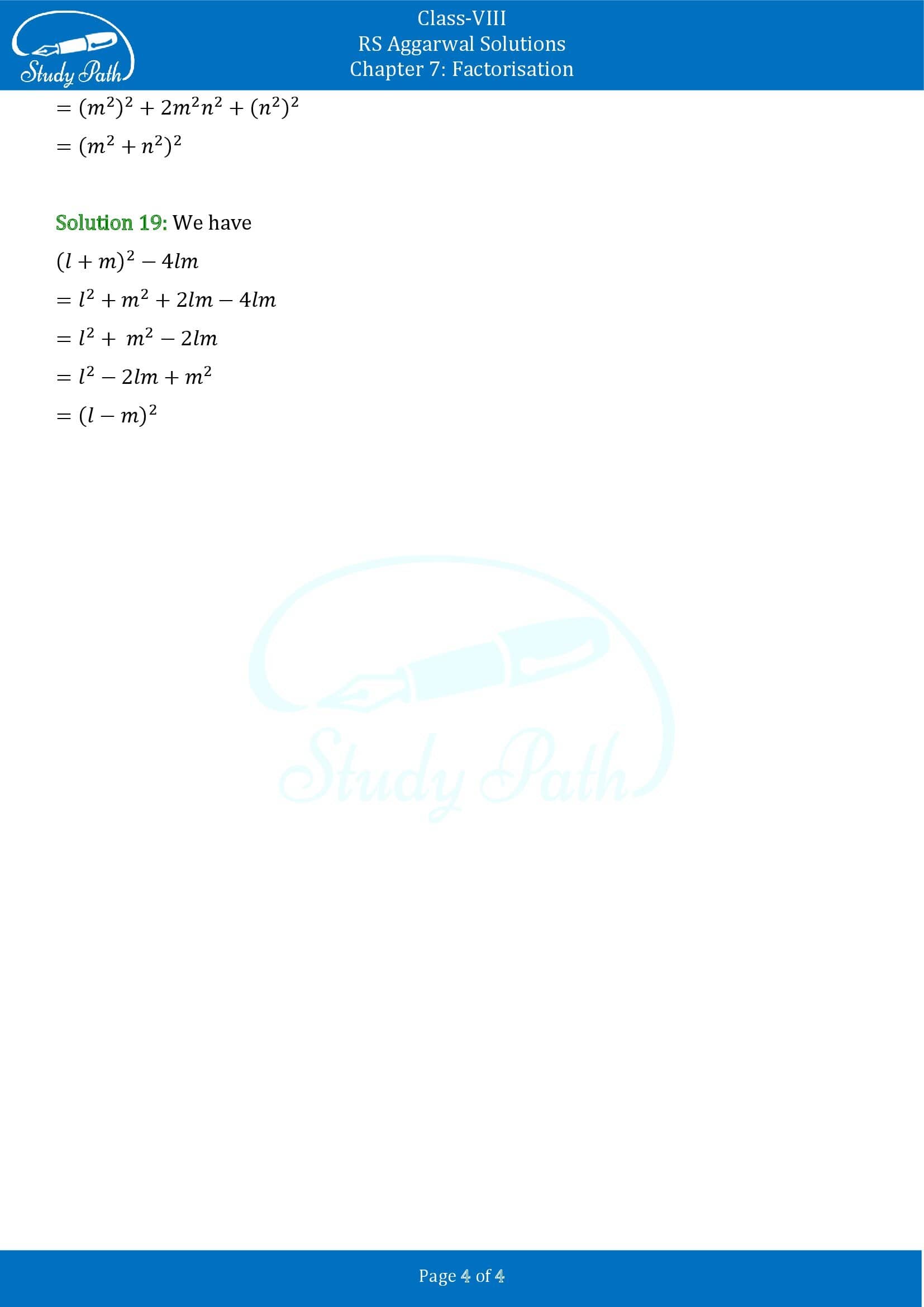 RS Aggarwal Solutions Class 8 Chapter 7 Factorisation Exercise 7C 00004