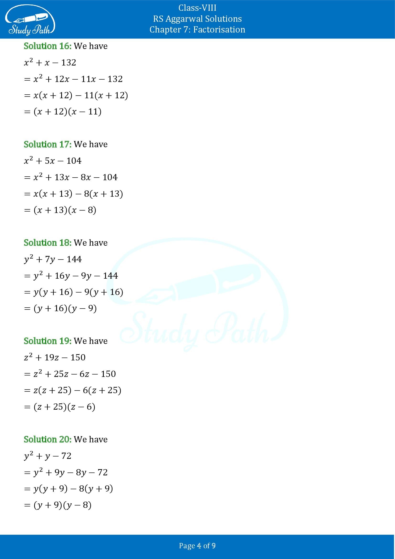 RS Aggarwal Solutions Class 8 Chapter 7 Factorisation Exercise 7D 004
