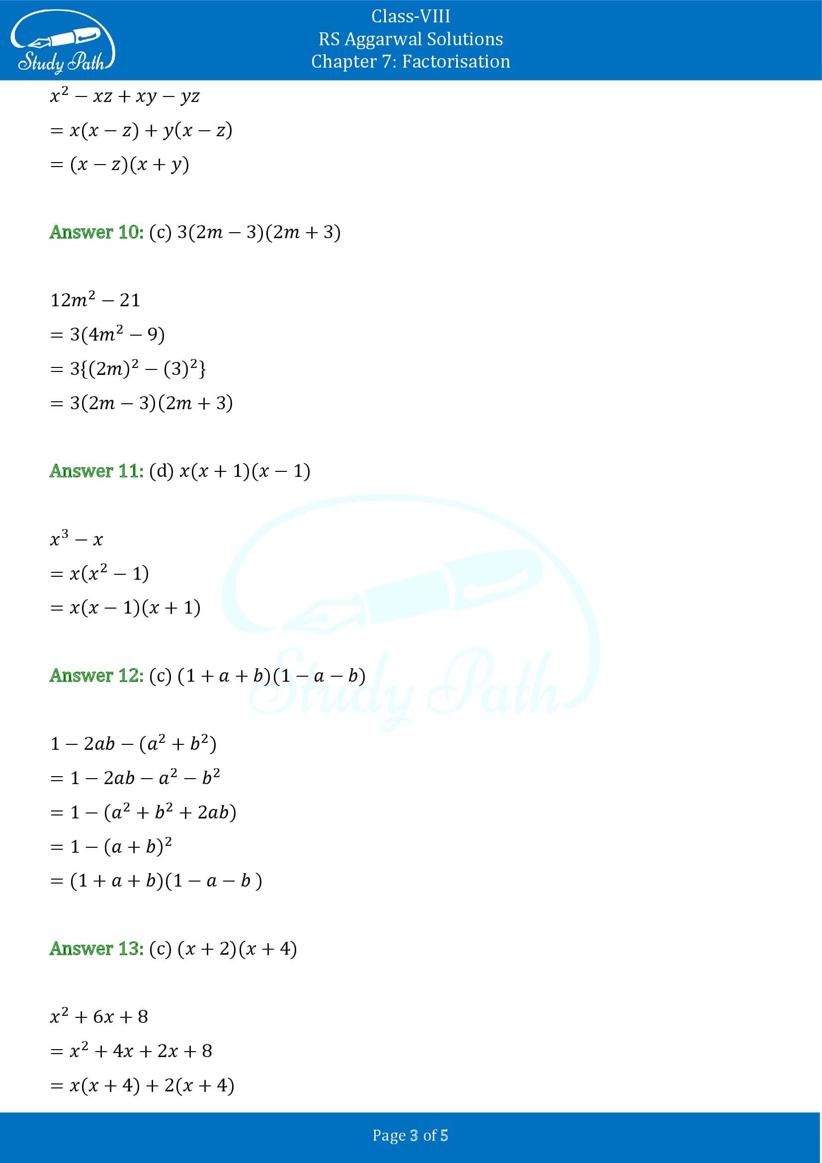 RS Aggarwal Solutions Class 8 Chapter 7 Factorisation Exercise 7E MCQs 00003