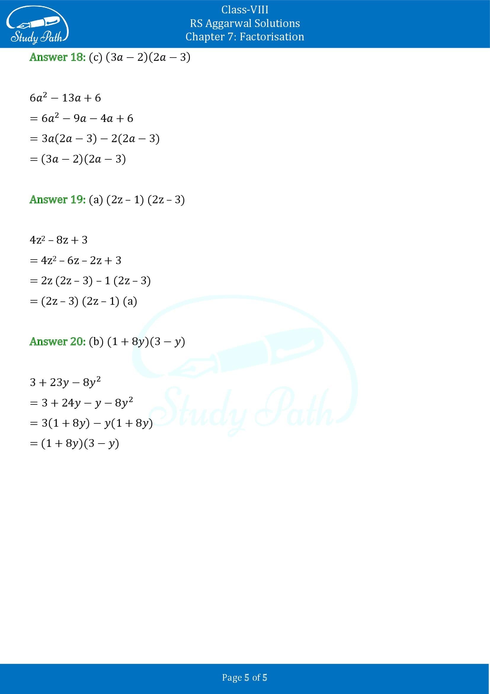 RS Aggarwal Solutions Class 8 Chapter 7 Factorisation Exercise 7E MCQs 00005