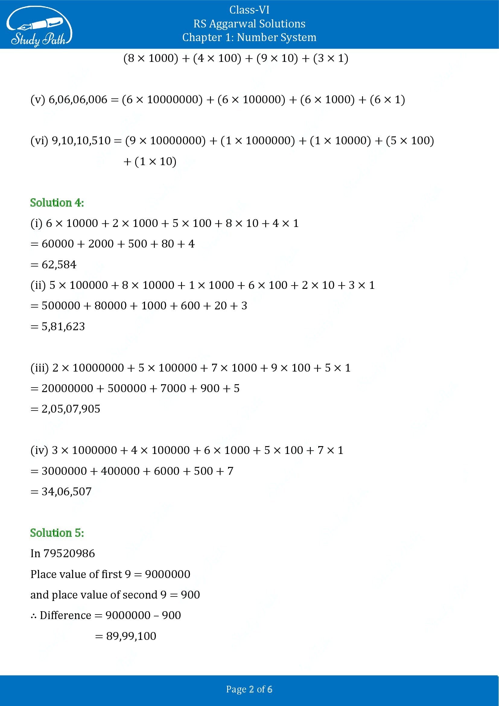 RS Aggarwal Solutions Class 6 Chapter 1 Number System Exercise 1A 00002