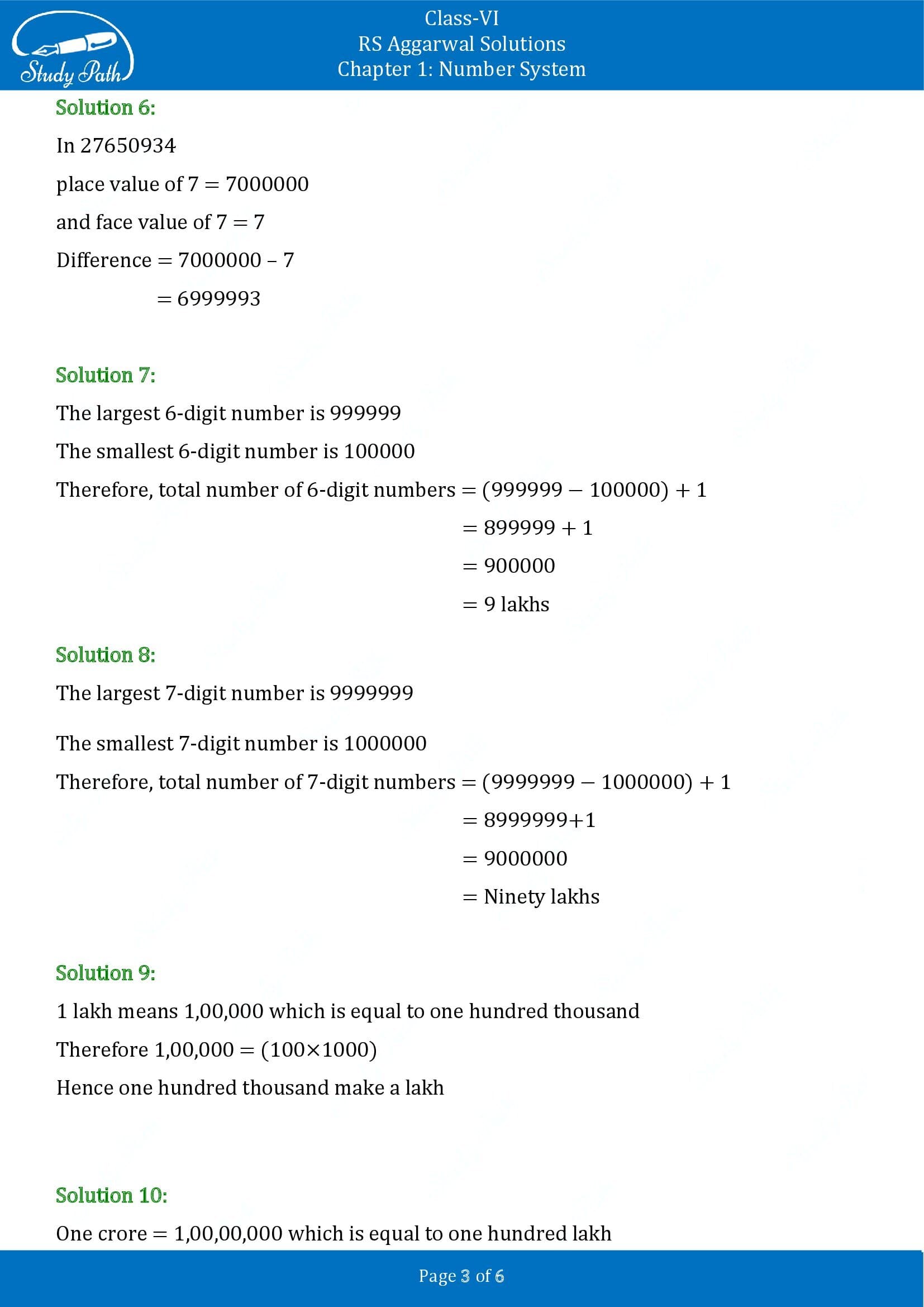 RS Aggarwal Solutions Class 6 Chapter 1 Number System Exercise 1A 00003