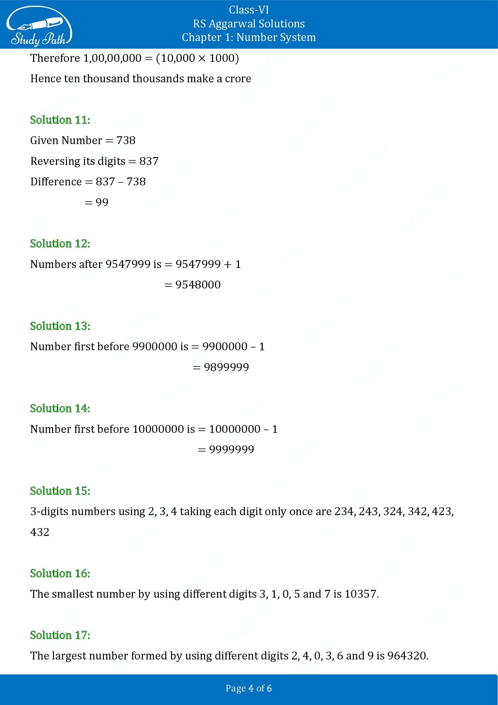 RS Aggarwal Solutions Class 6 Chapter 1 Number System Exercise 1A 00004