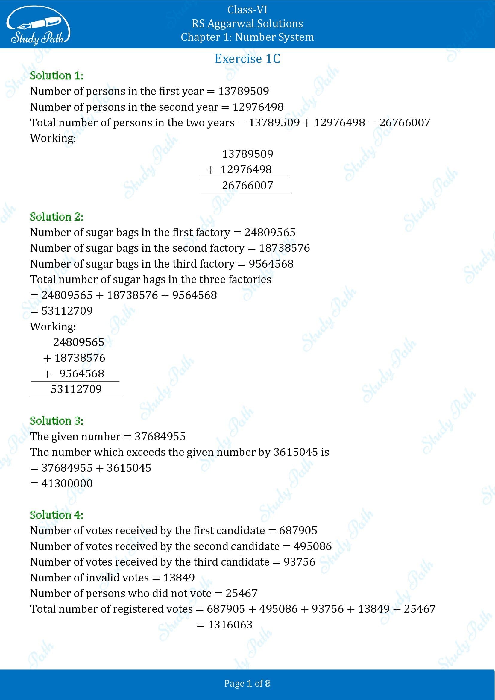 RS Aggarwal Solutions Class 6 Chapter 1 Number System Exercise 1C 00001