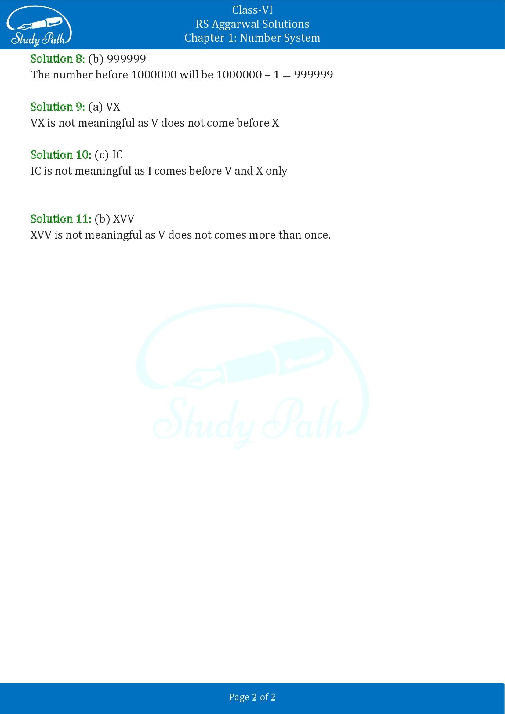 RS Aggarwal Solutions Class 6 Chapter 1 Number System Exercise 1H MCQ 00002