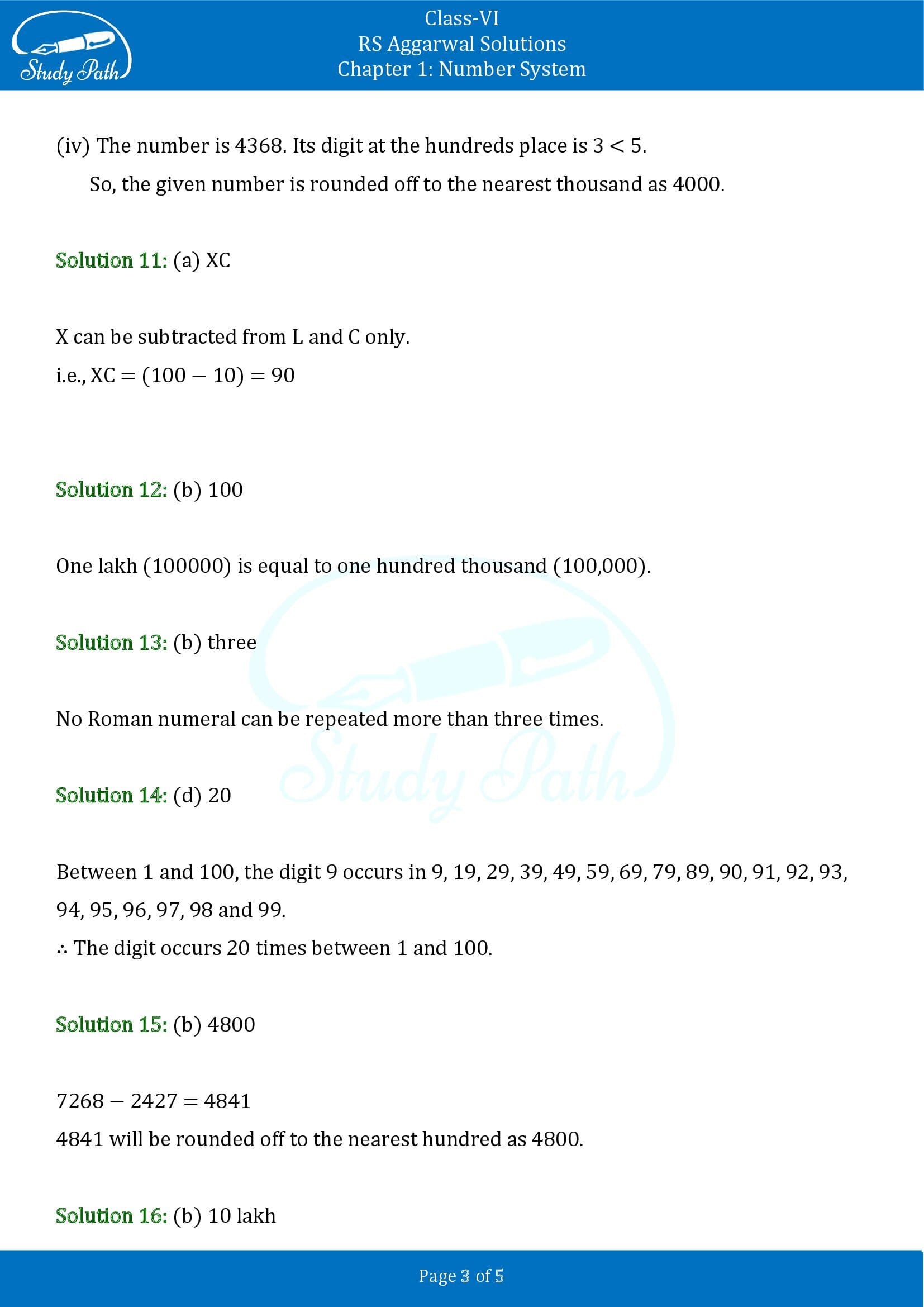 RS Aggarwal Solutions Class 6 Chapter 1 Number System Test Paper 00003