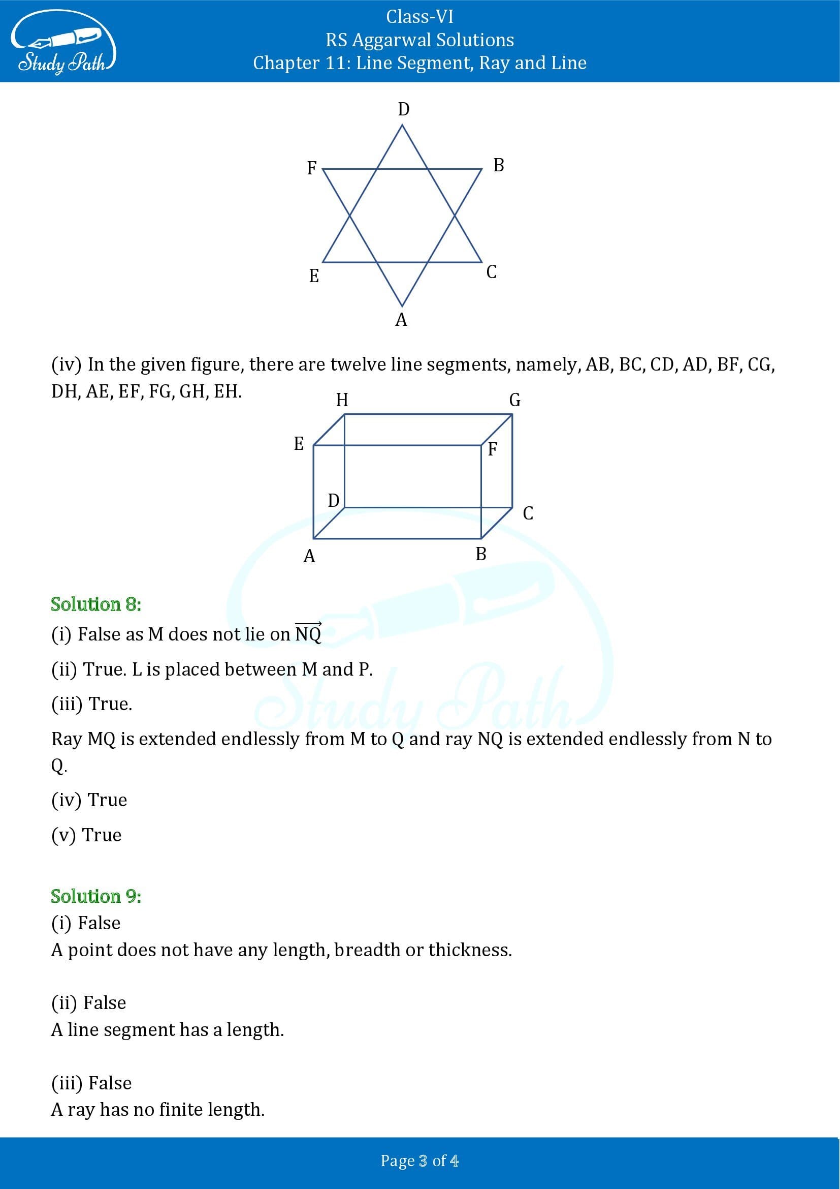 RS Aggarwal Solutions Class 6 Chapter 11 Line Segment Ray and Line Exercise 11A 0003
