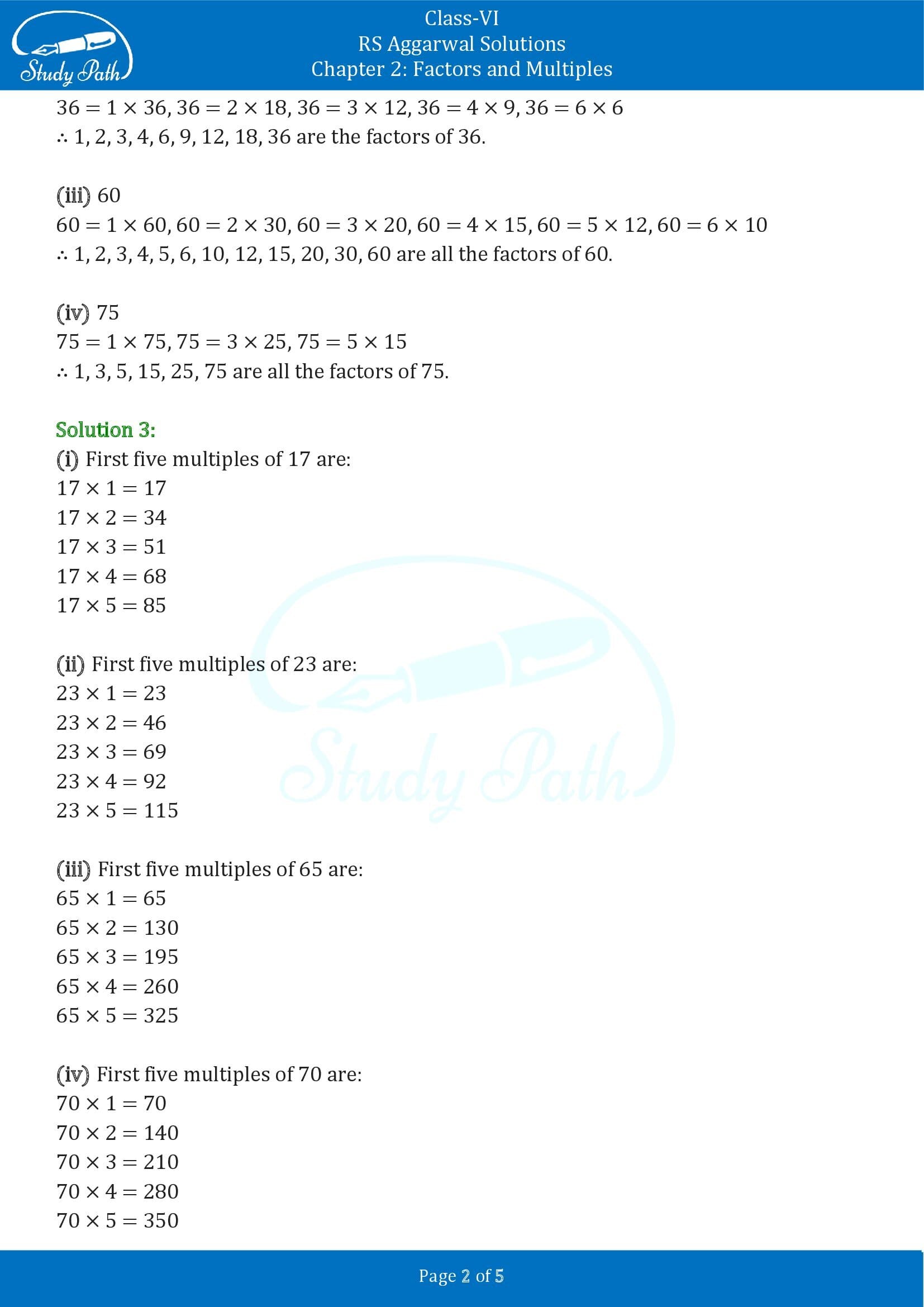 RS Aggarwal Solutions Class 6 Chapter 2 Factors and Multiples Exercise 2A 00002