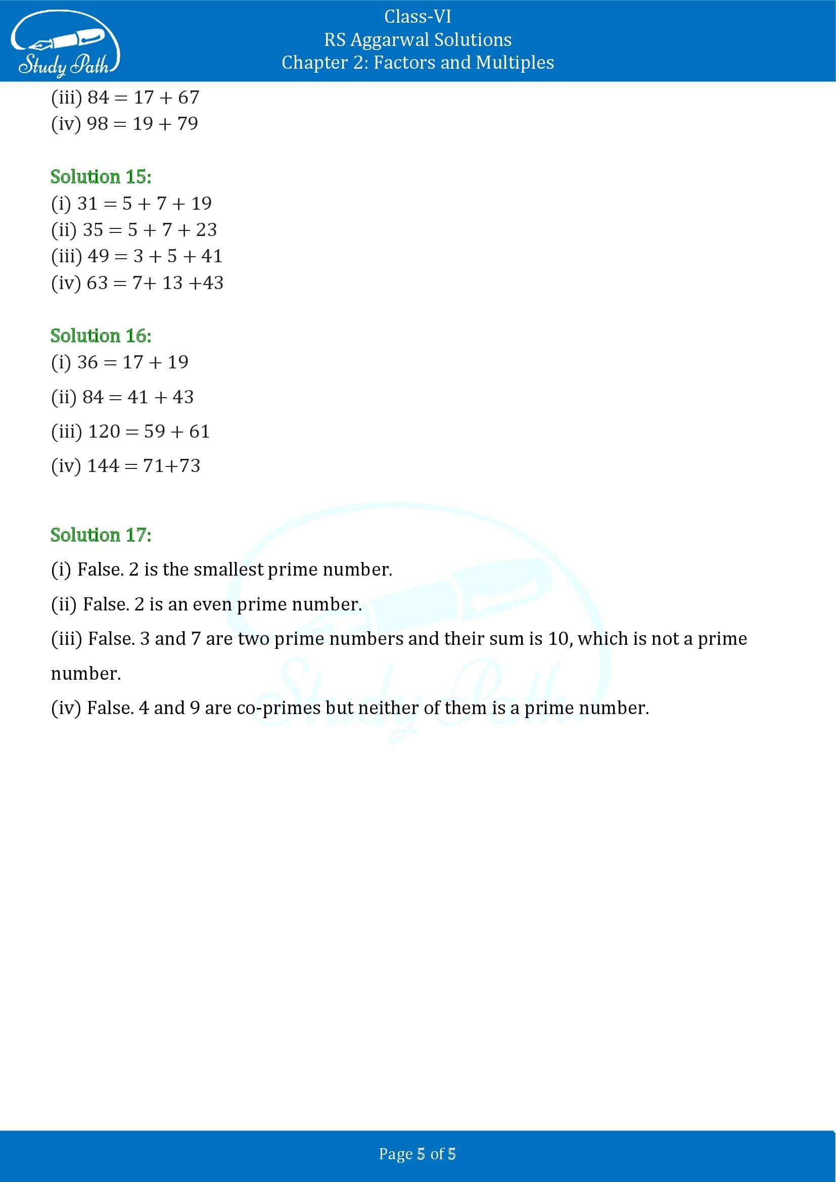 RS Aggarwal Solutions Class 6 Chapter 2 Factors and Multiples Exercise 2A 00005