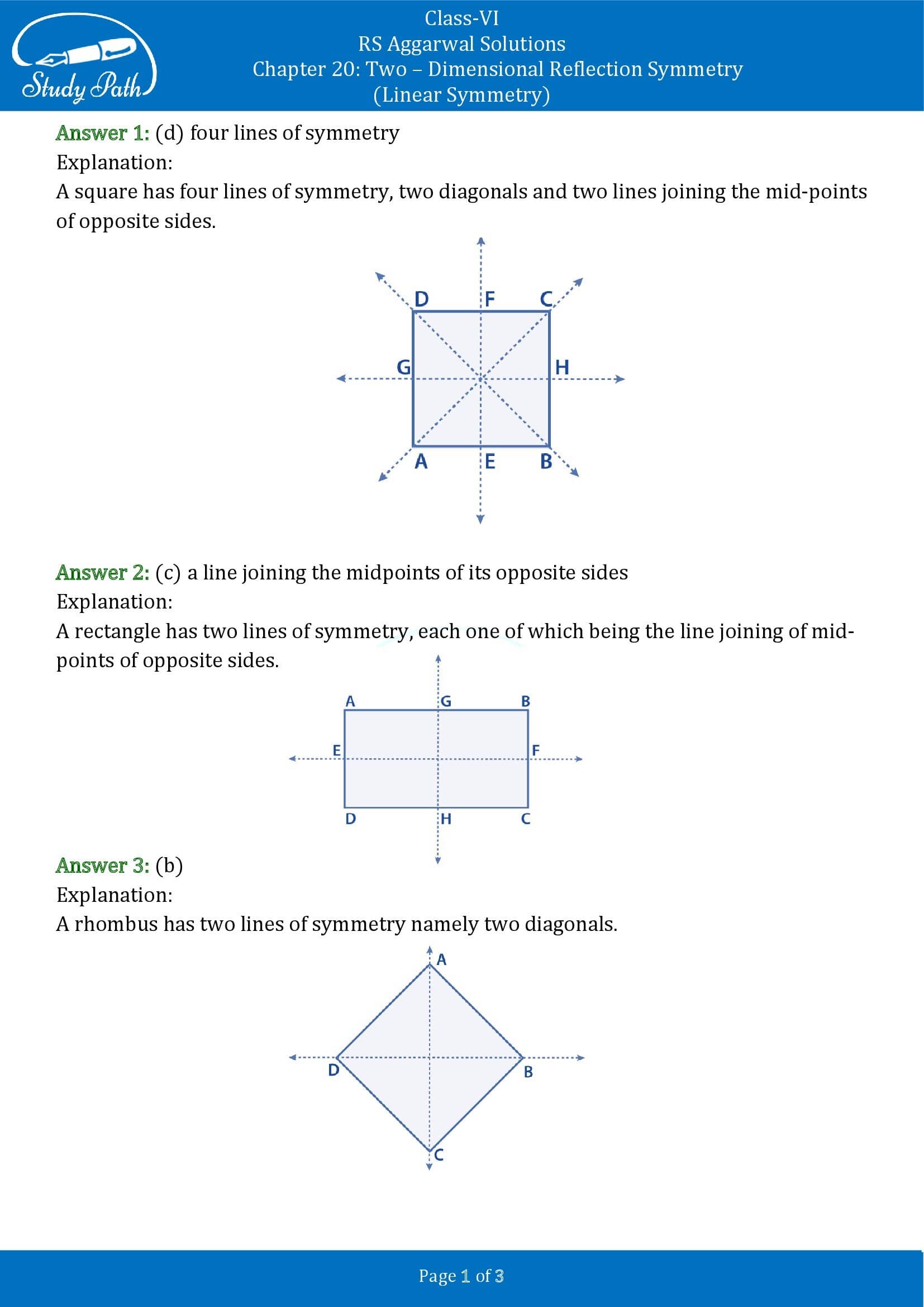 RS Aggarwal Solutions Class 6 Chapter 20 Two Dimensional Reflection Symmetry 0001
